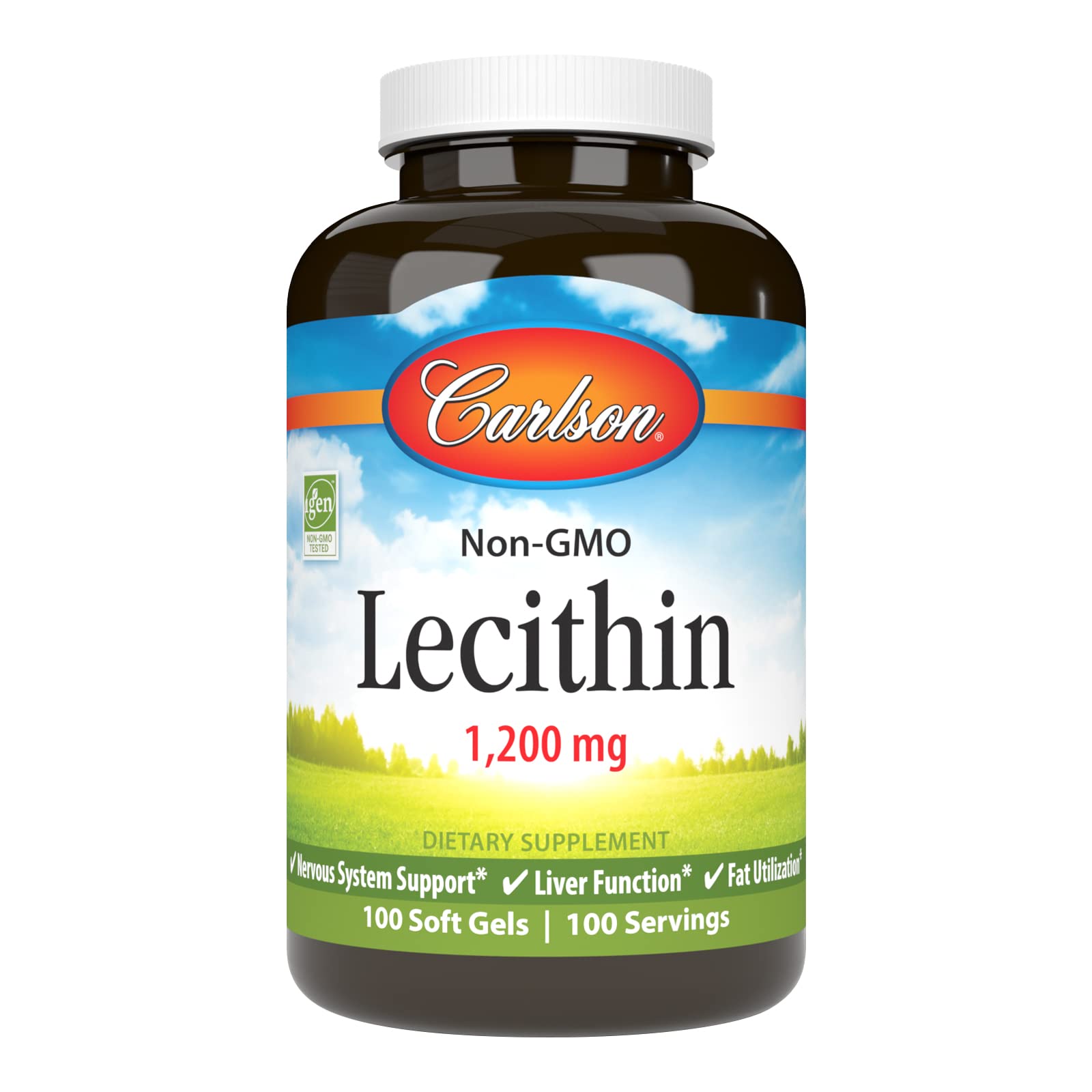 Carlson Lecithin 1200mg soy supplement front view