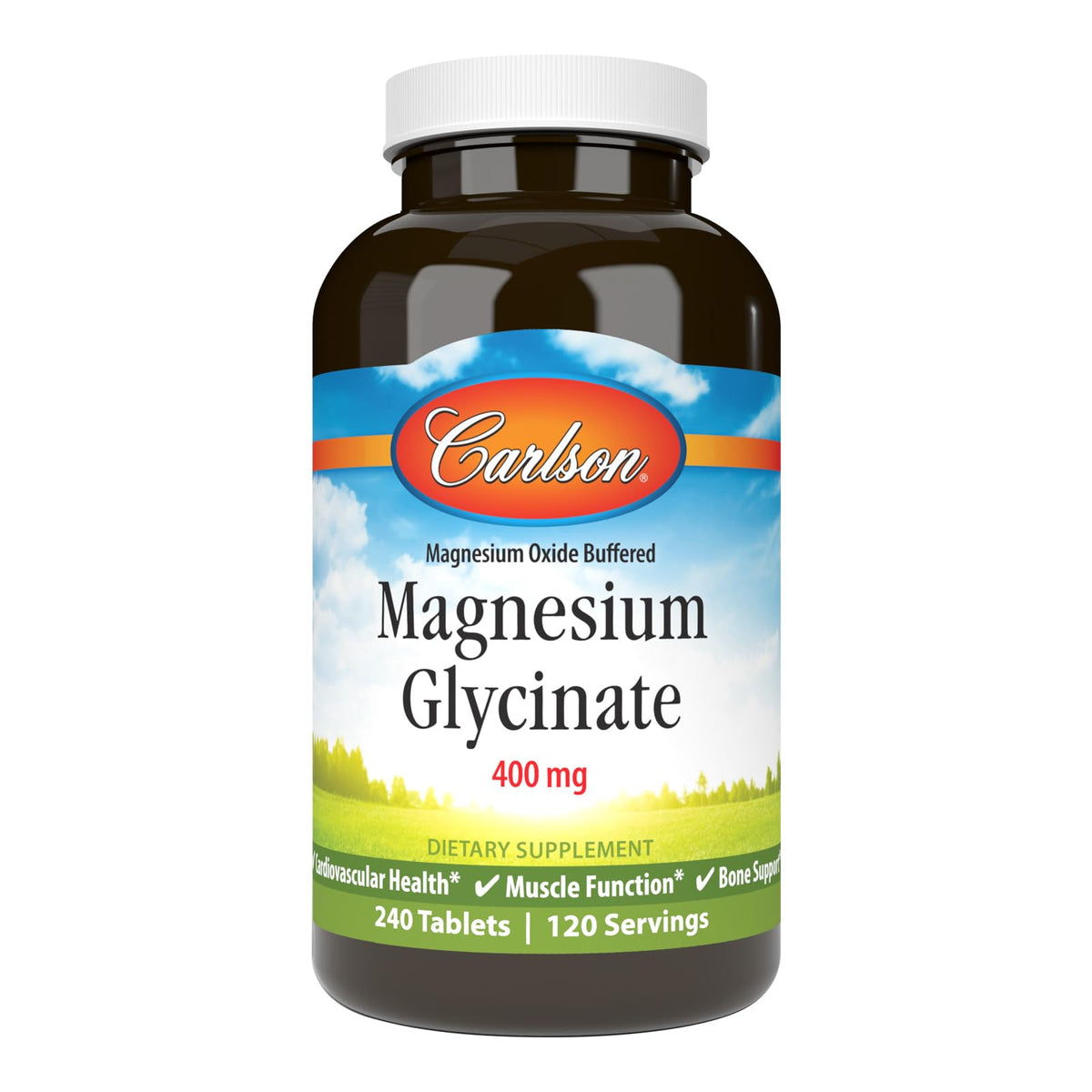 Carlson Magnesium Glycinate 400mg supplement front view