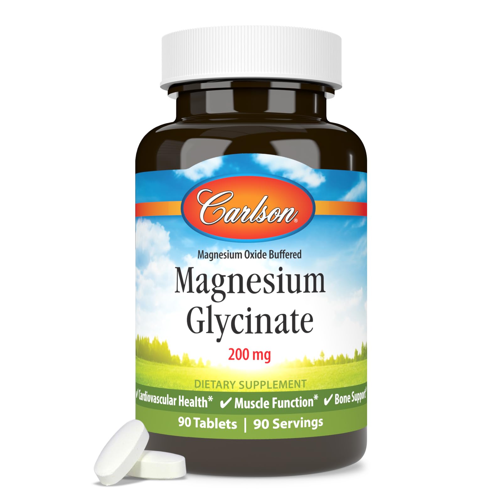Carlson Magnesium Supplement 200mg capsules in hand