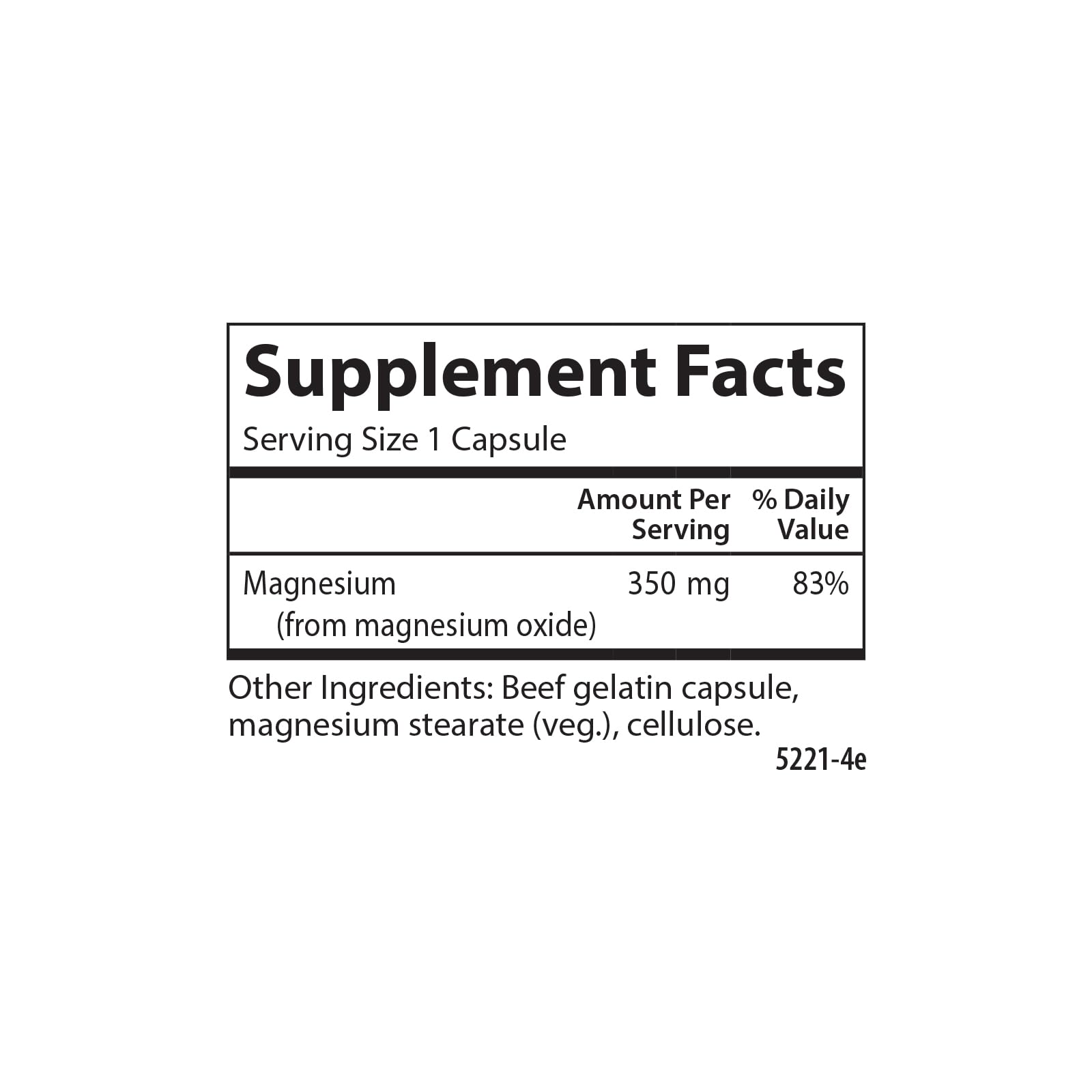 Carlson Magnesium Supplement 350mg bottle side view