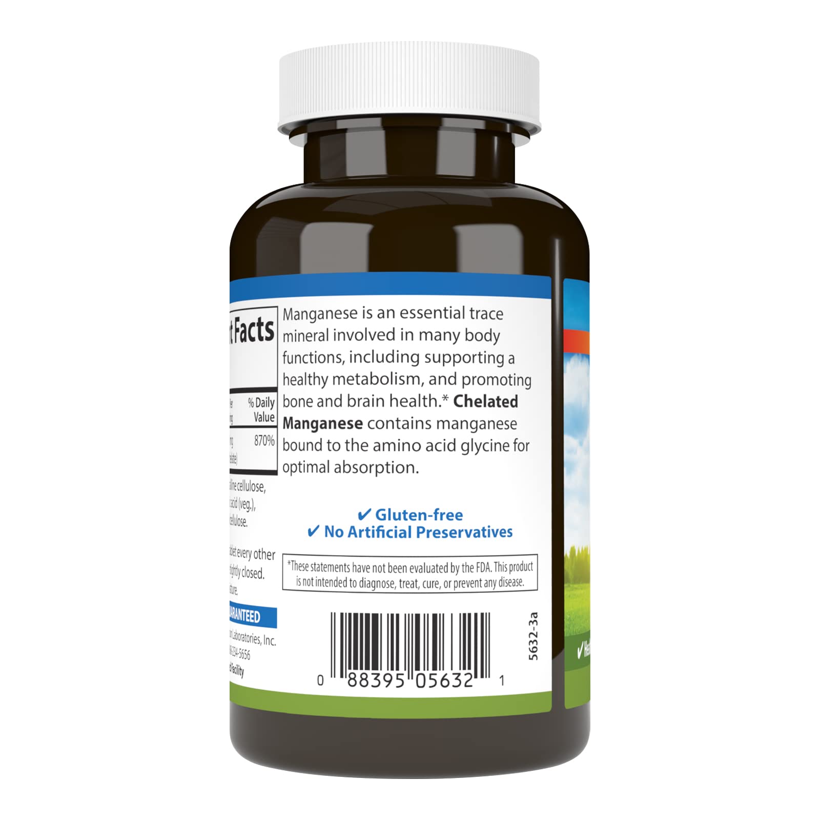 Carlson Manganese Supplement 20 mg side view
