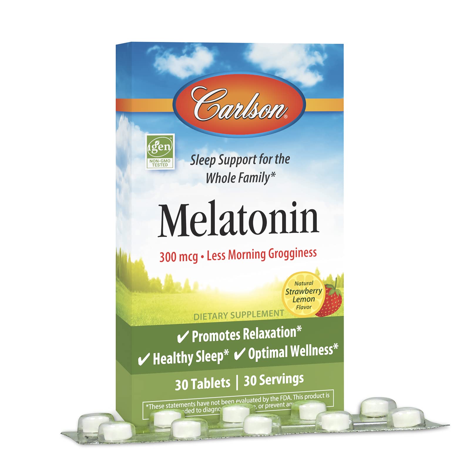 Carlson Melatonin chewable tablets side view