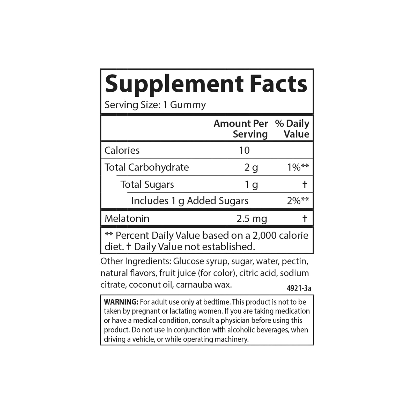 Carlson Melatonin Gummies 2.5 mg side view showing gummy texture