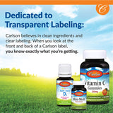 Carlson Melatonin Gummies 2.5 mg with dosage information