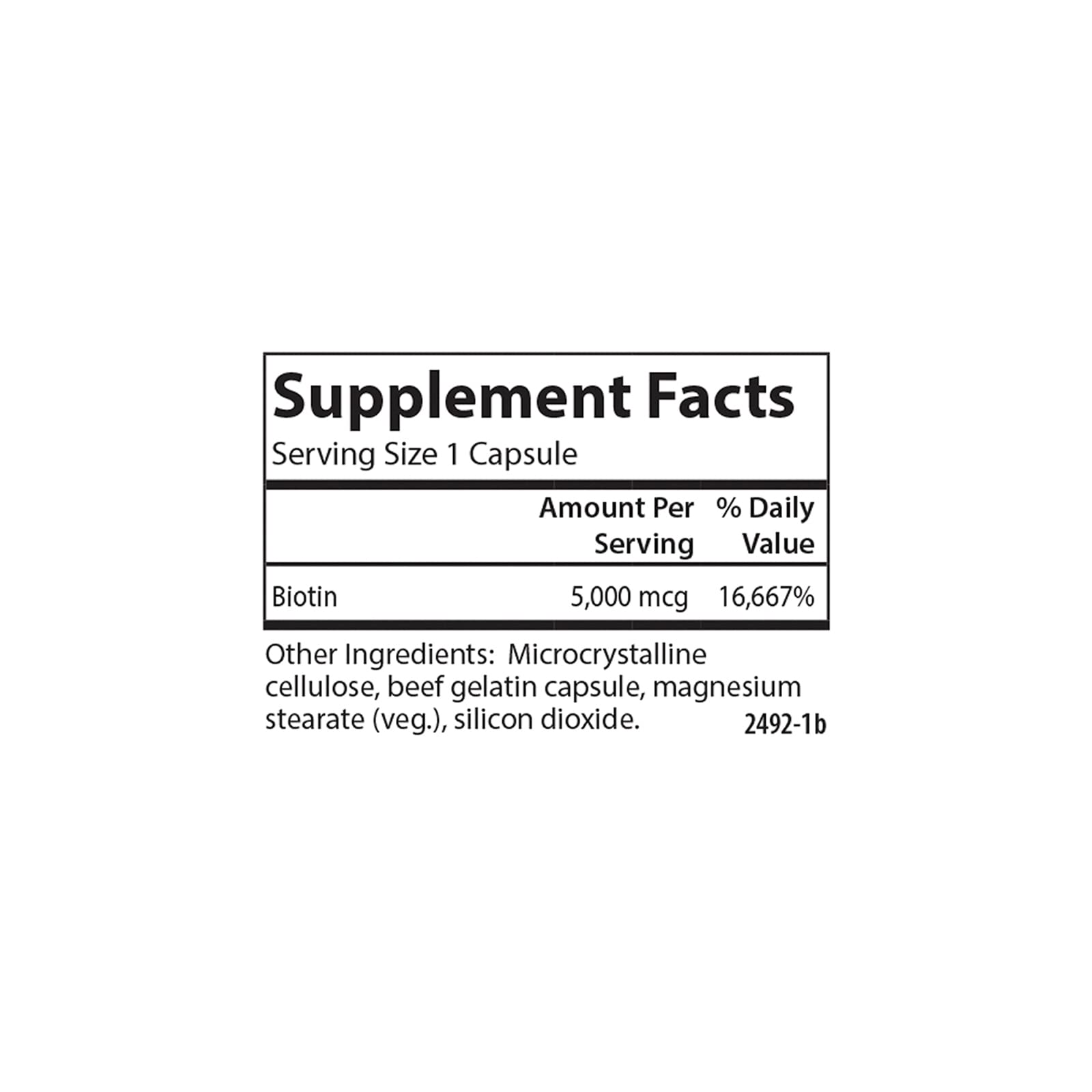 Carlson Multivitamin Capsules close-up of biotin label