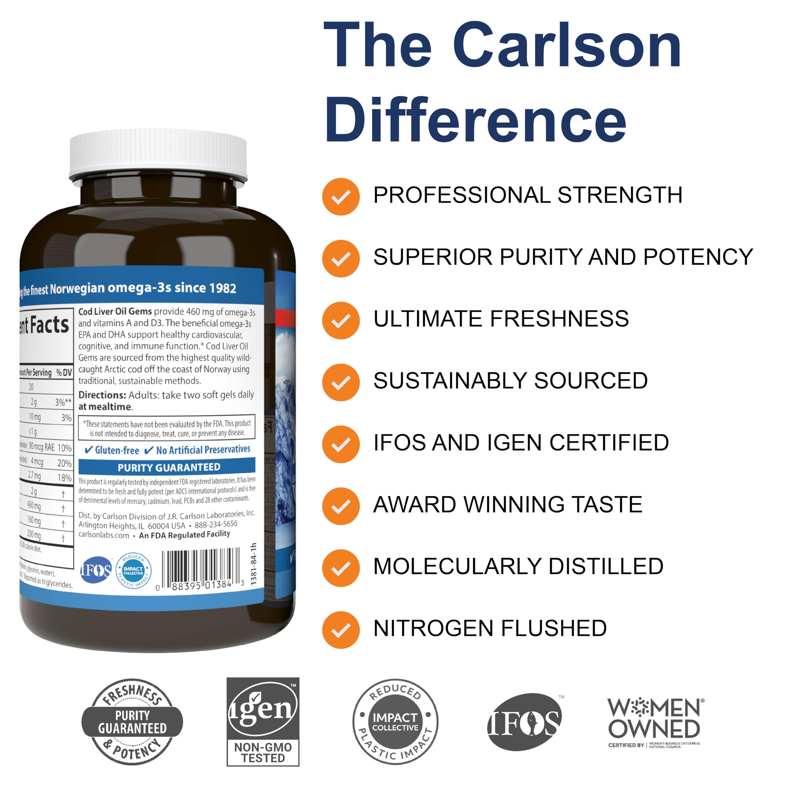 Carlson Norwegian Cod Liver Oil capsules close-up