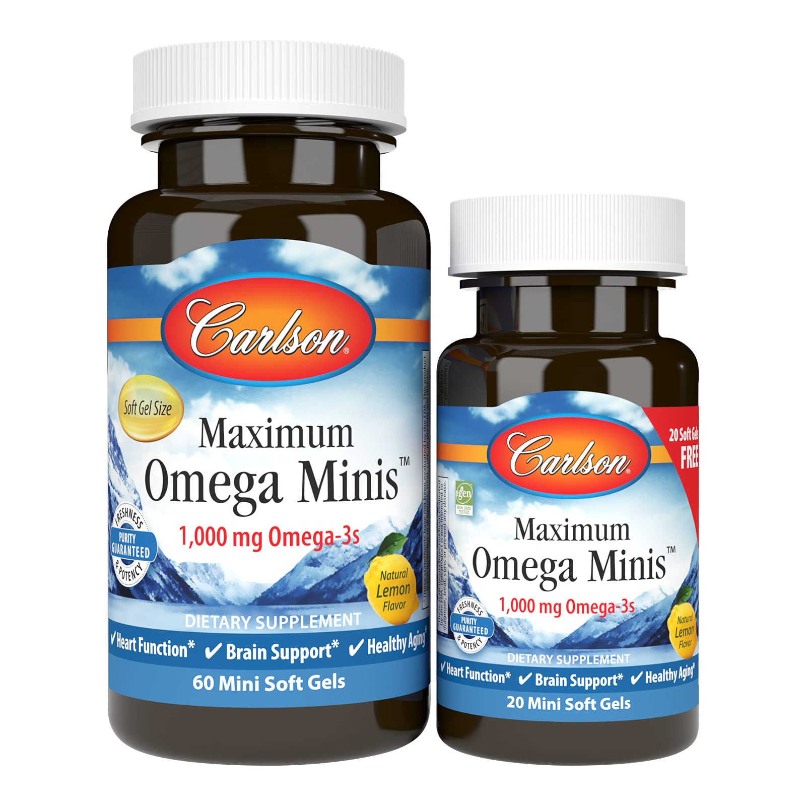 Carlson Omega-3 Fish Oil 1000mg mini soft gels front view