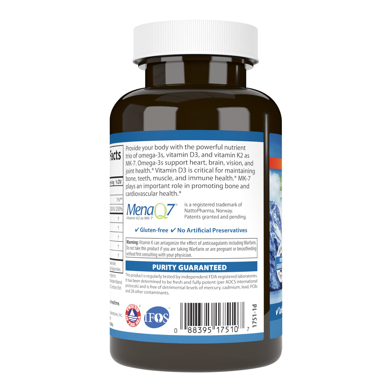 Carlson Omega-3 Fish Oil bottle side view