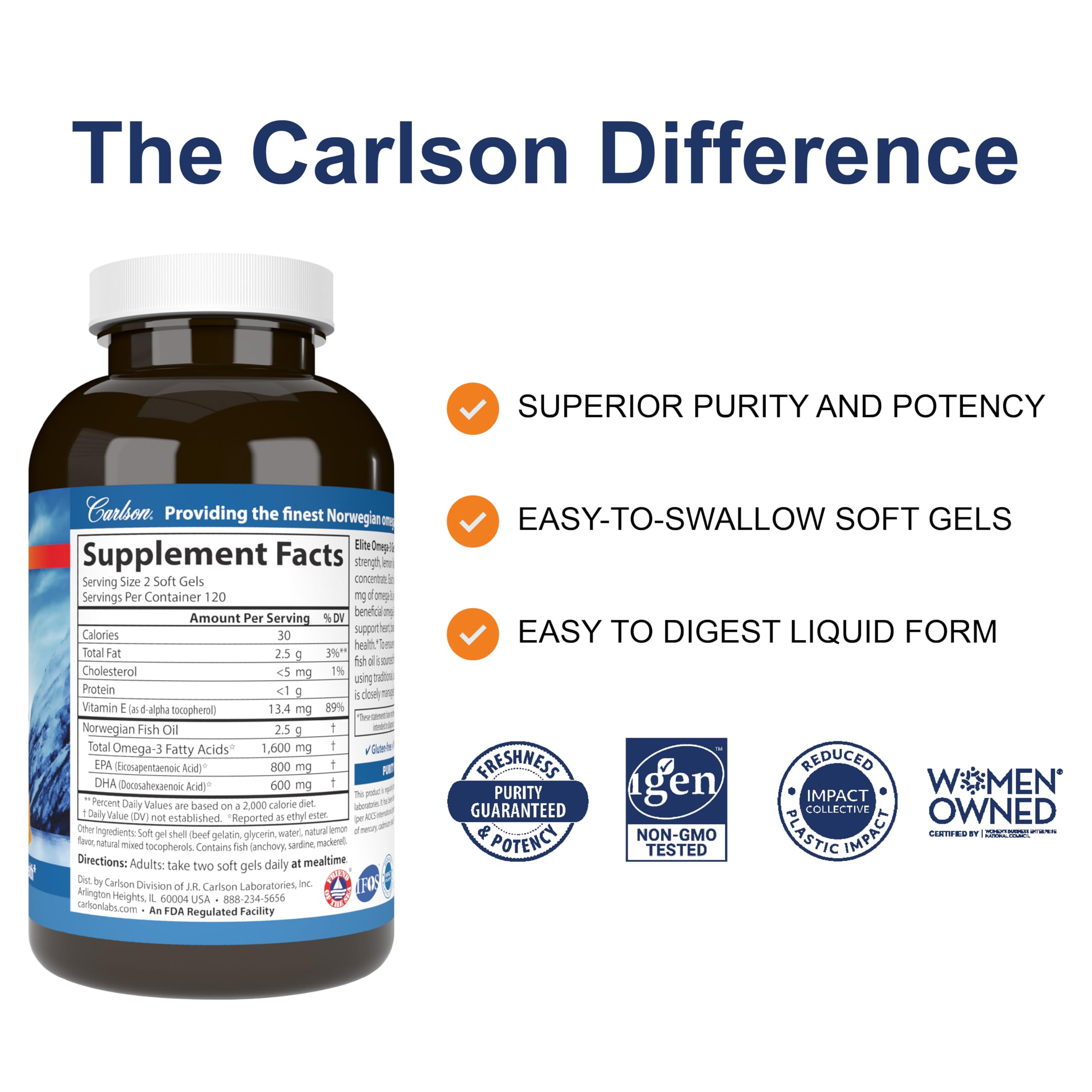 Carlson Omega-3 Fish Oil Soft Gels packaging