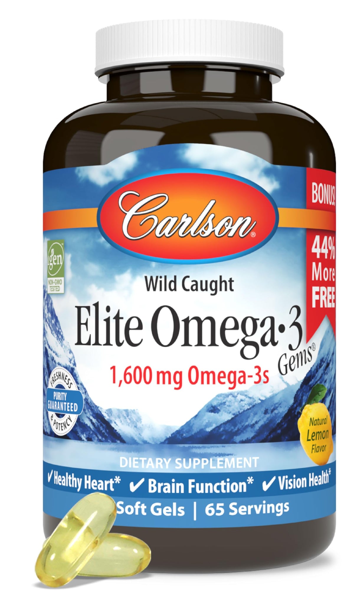 Carlson Omega-3 Fish Oil Soft Gels packaging front view