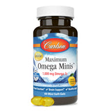 Carlson Omega-3 Mini Soft Gels 1000mg on a wooden table
