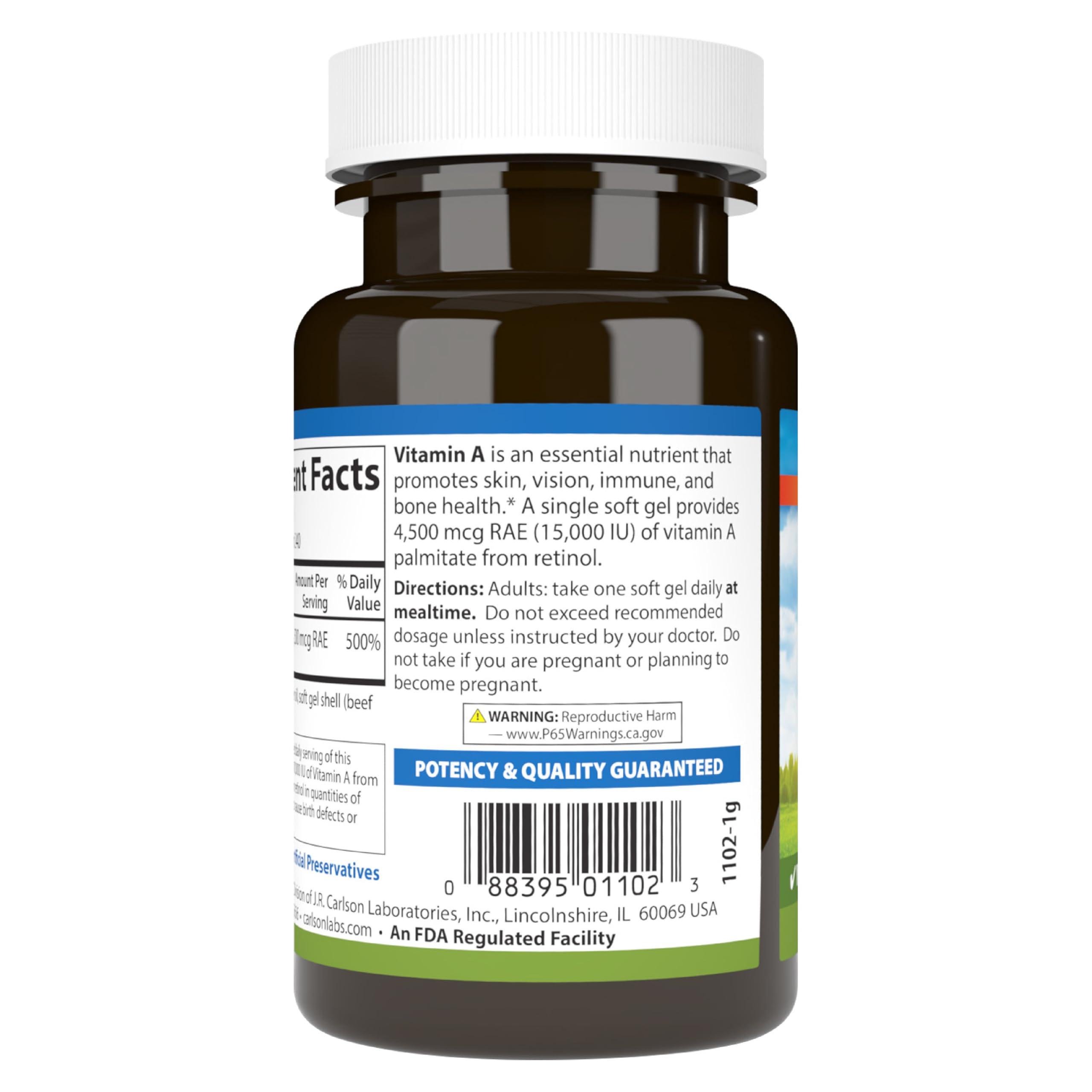 Carlson Vitamin A Palmitate Soft Gels in a hand
