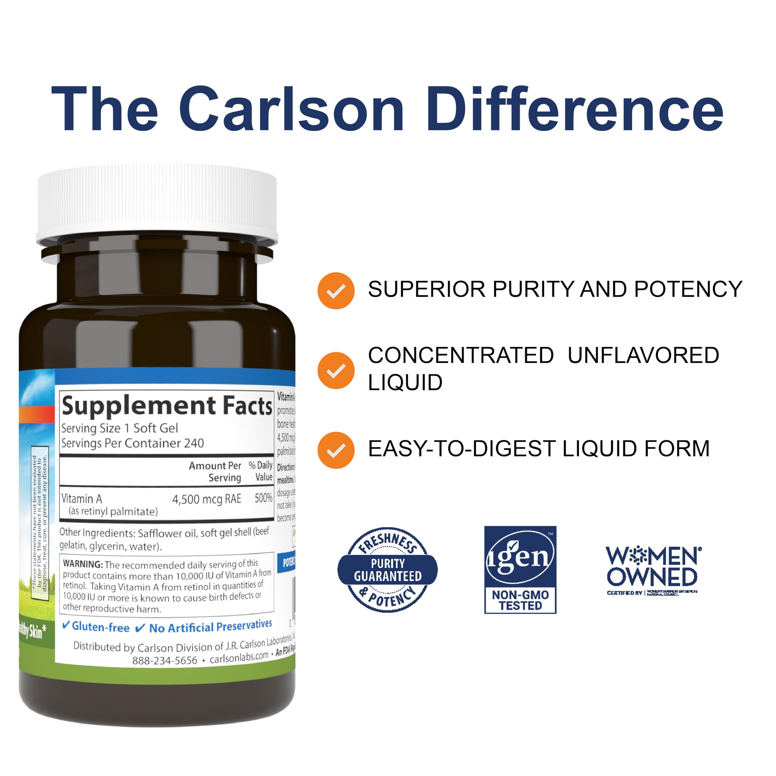Carlson Vitamin A Palmitate Soft Gels packaging