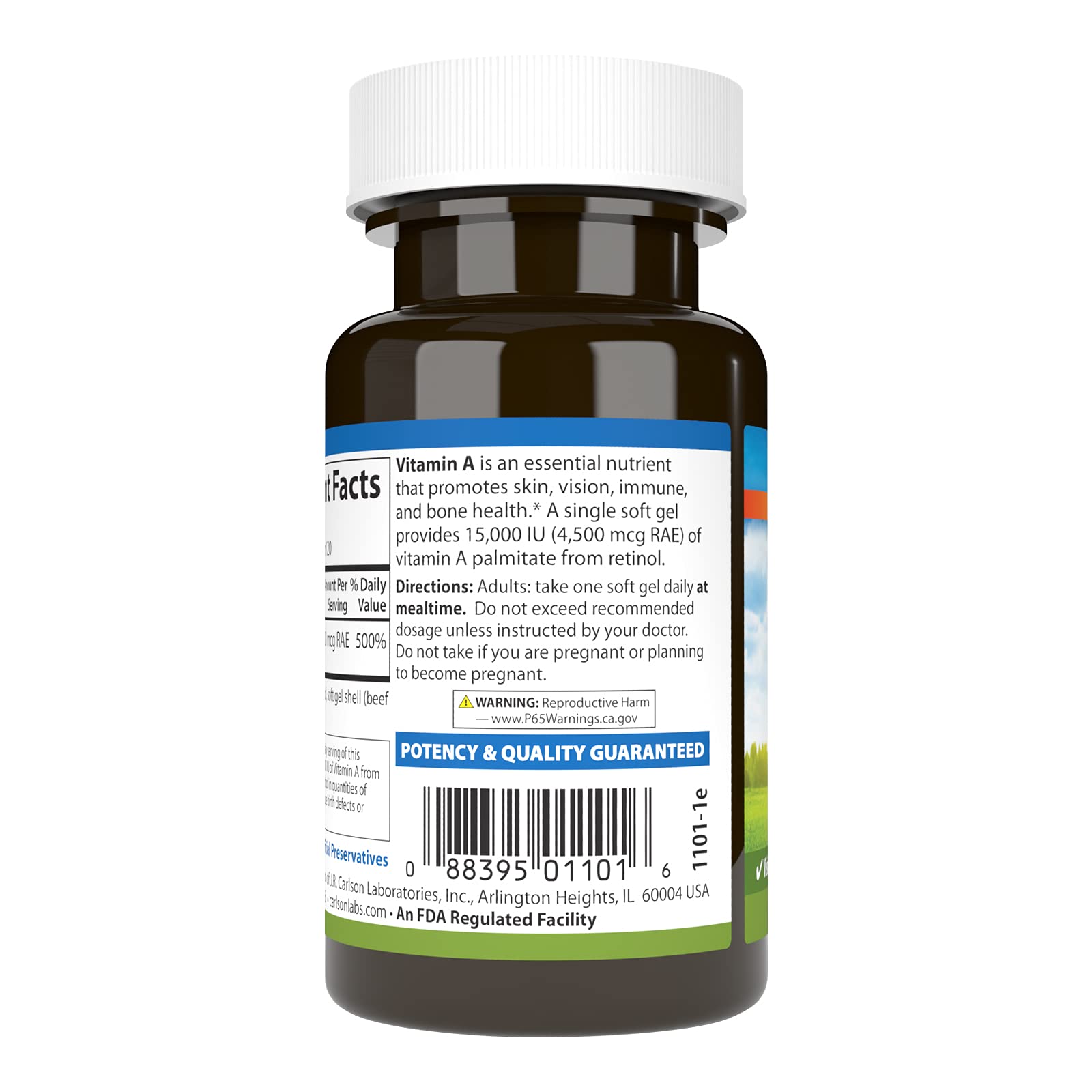Carlson Vitamin A Soft Gels showing soft gel capsules