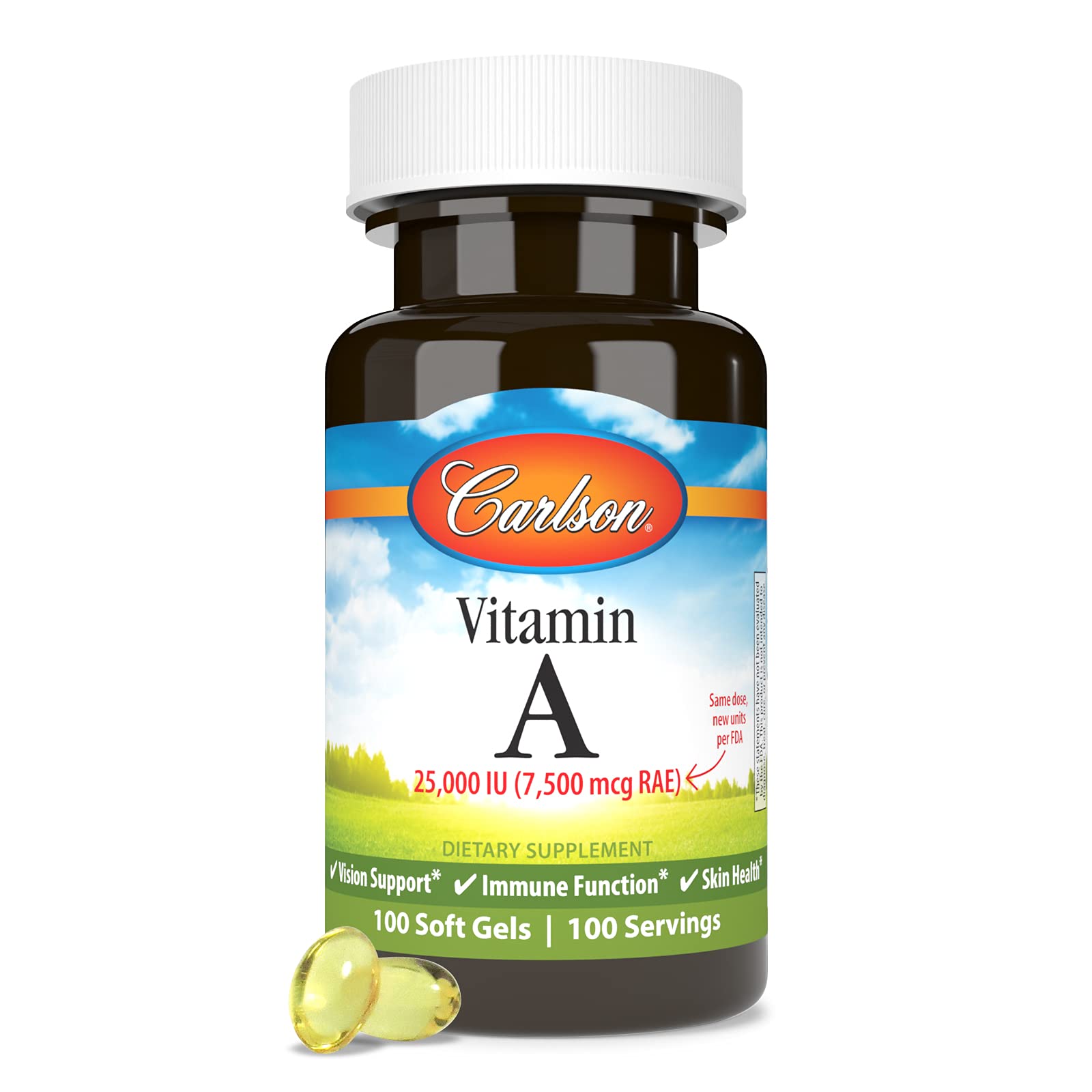 Carlson Vitamin A Soft Gels soft gel in hand