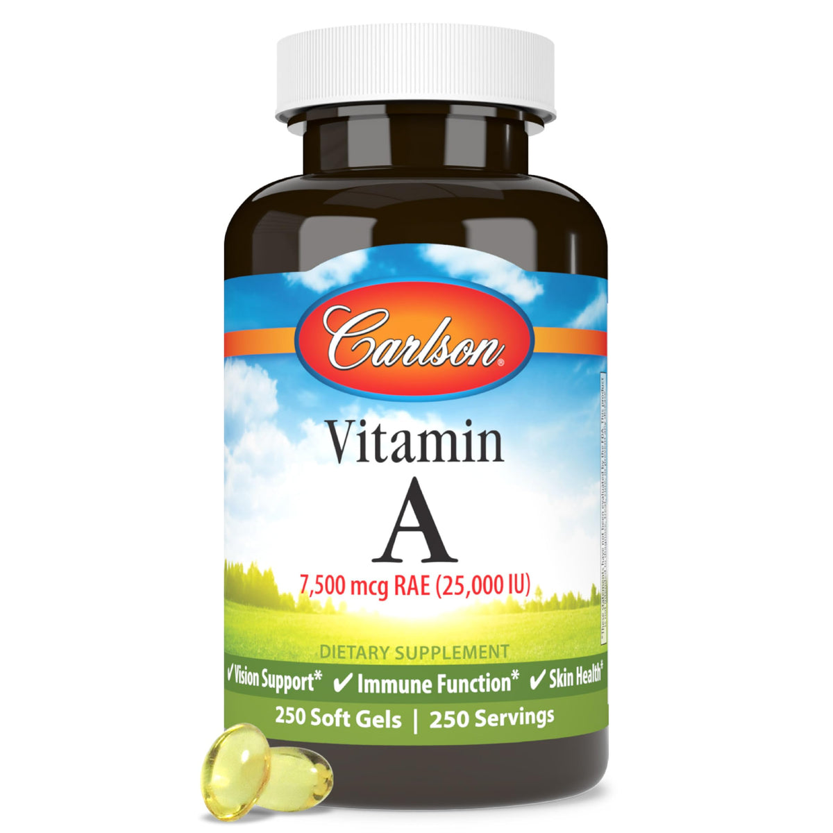 Carlson Vitamin A Softgels 250 Count front view