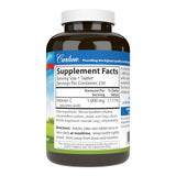 Carlson Vitamin C 1000 mg Tablets back view with ingredient details