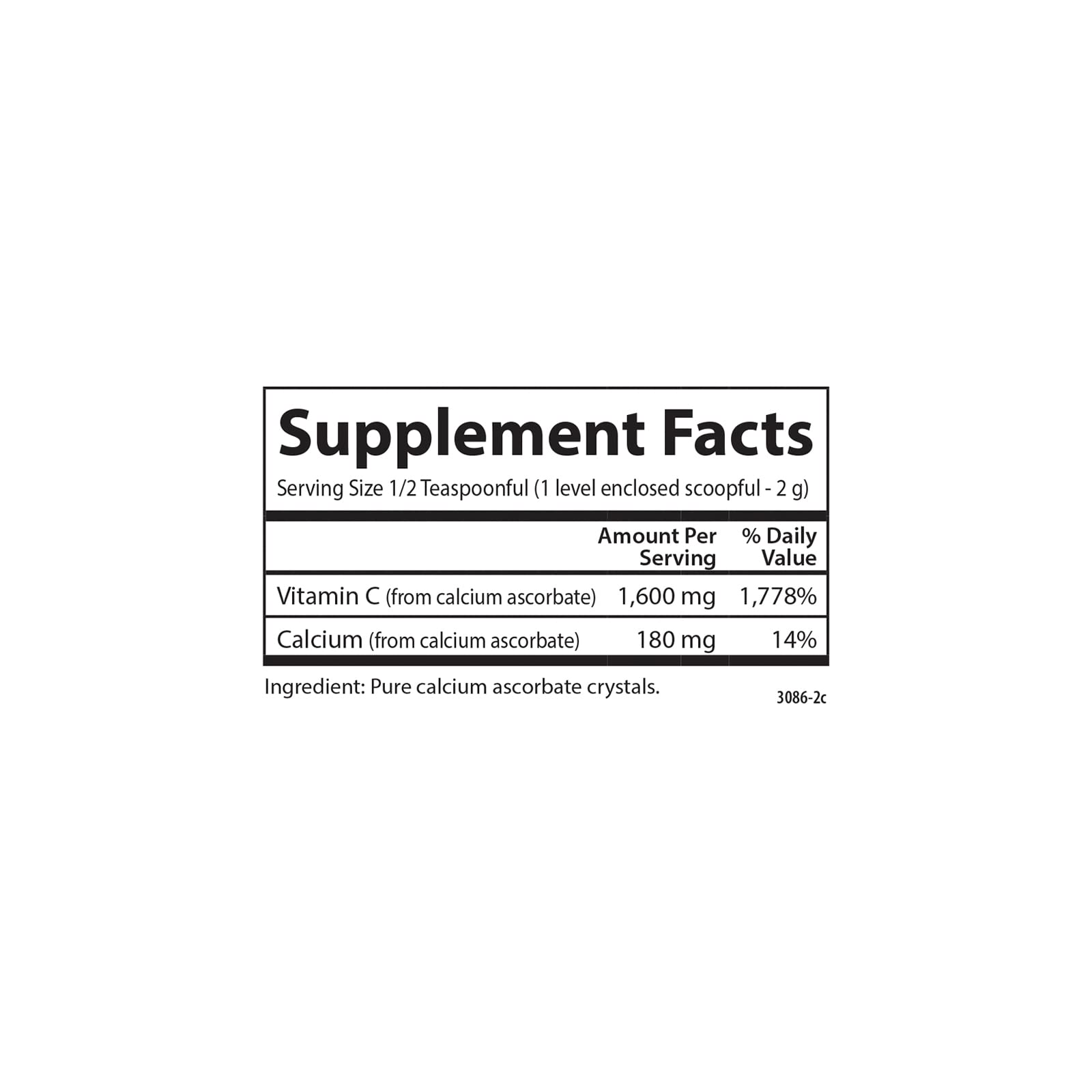 Carlson Vitamin C Powder 1/2 teaspoon serving size
