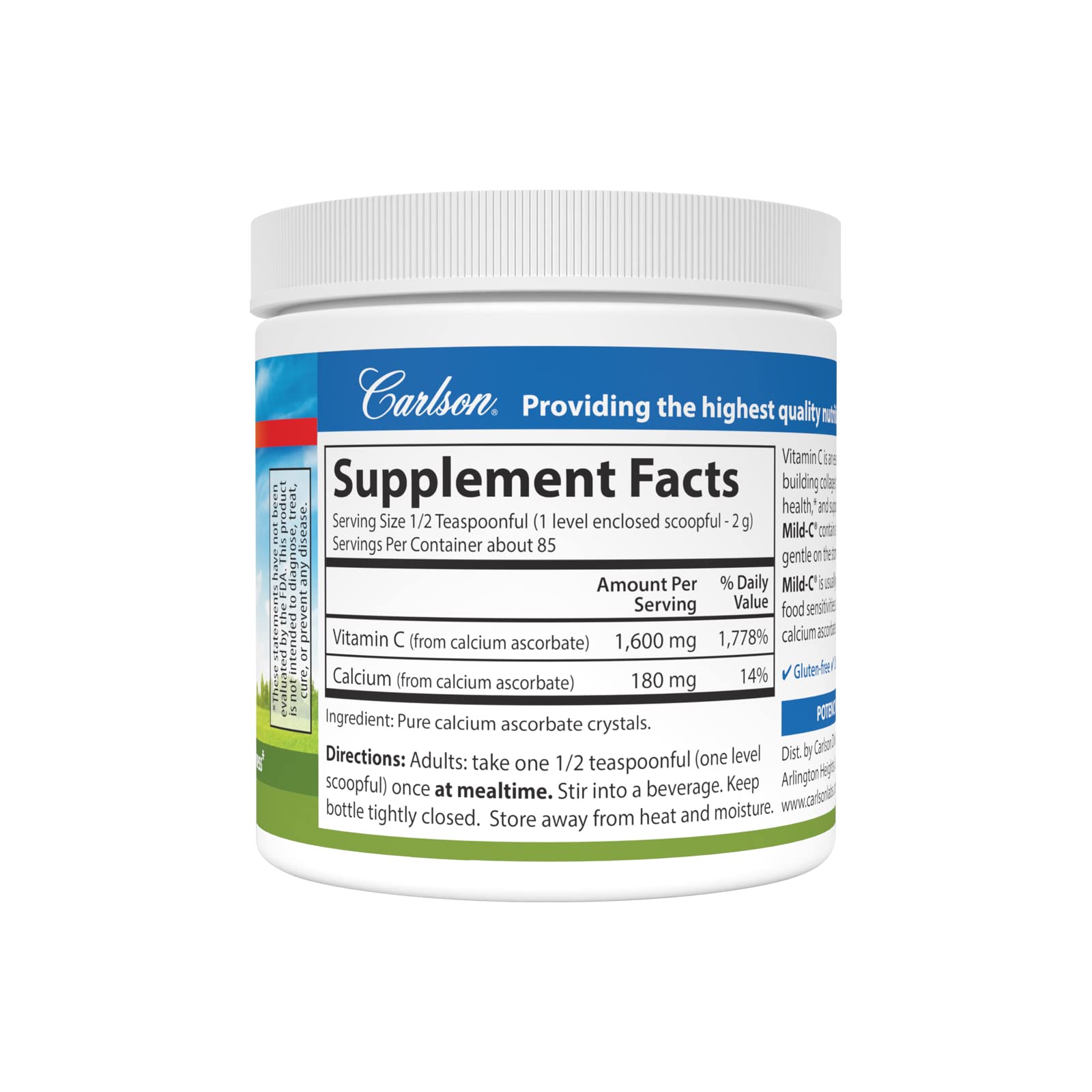 Carlson Vitamin C Powder packaging side view