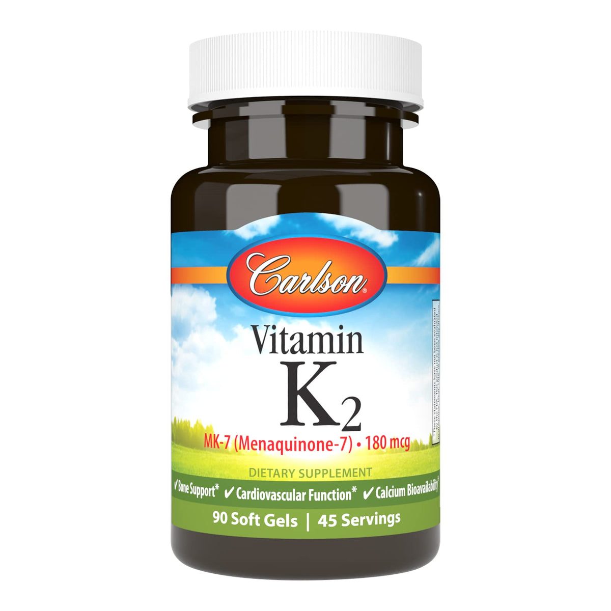 Carlson Vitamin D Supplement with K2 soft gel front view