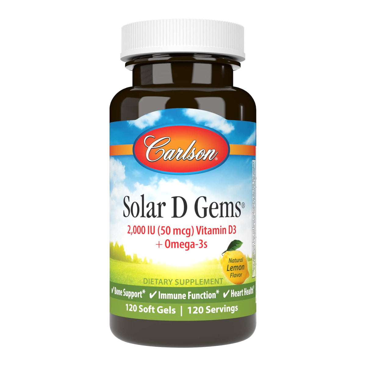 Carlson Vitamin D3 1000 IU soft gel capsules front view