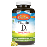 Carlson Vitamin D3 5000 IU soft gel capsules front view