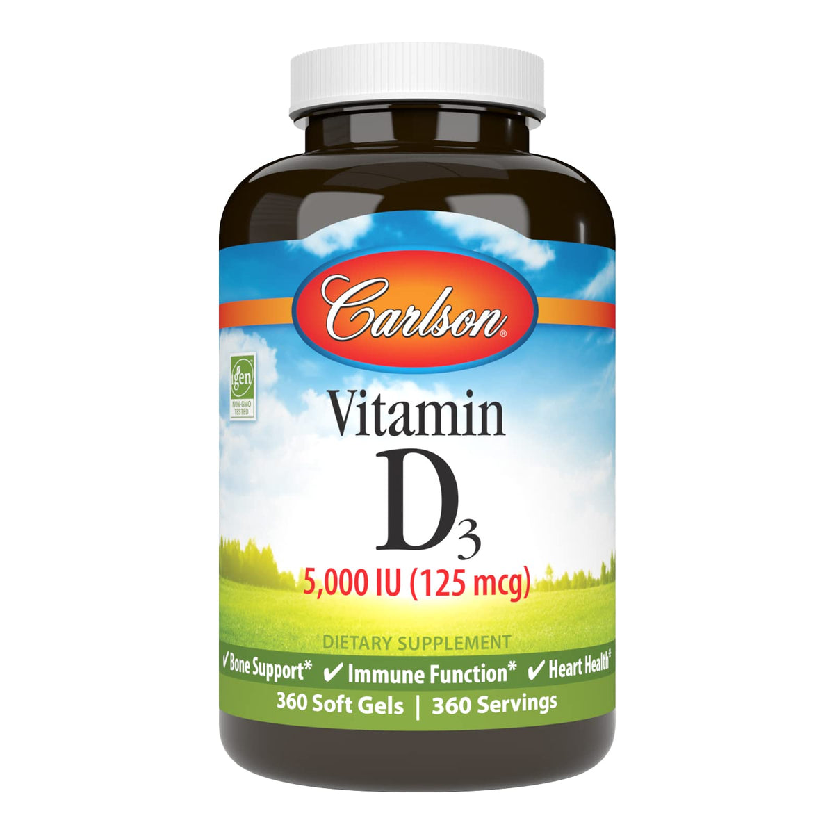 Carlson Vitamin D3 5000 IU Softgels front view