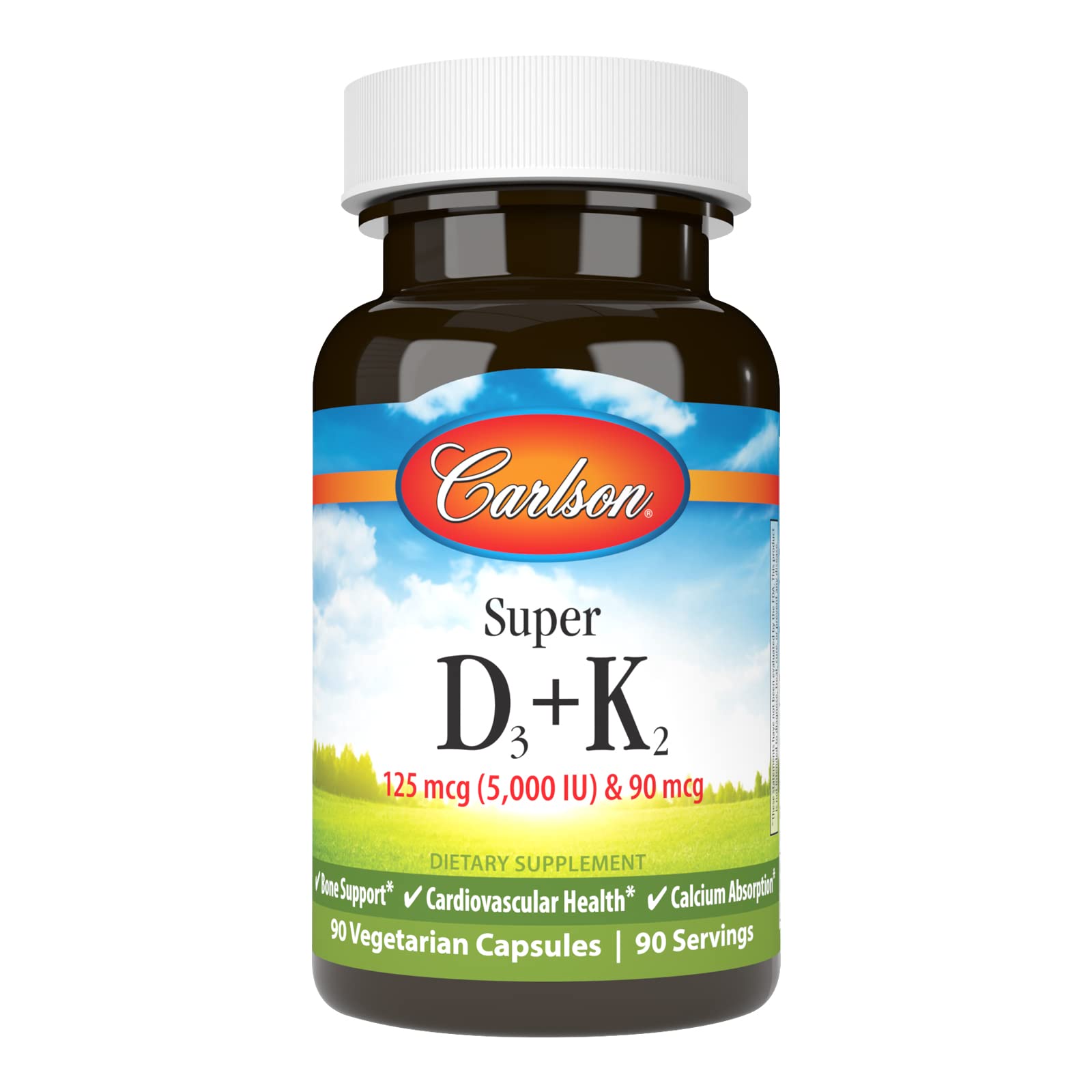 Carlson Vitamin D3 & K2 Capsules front view