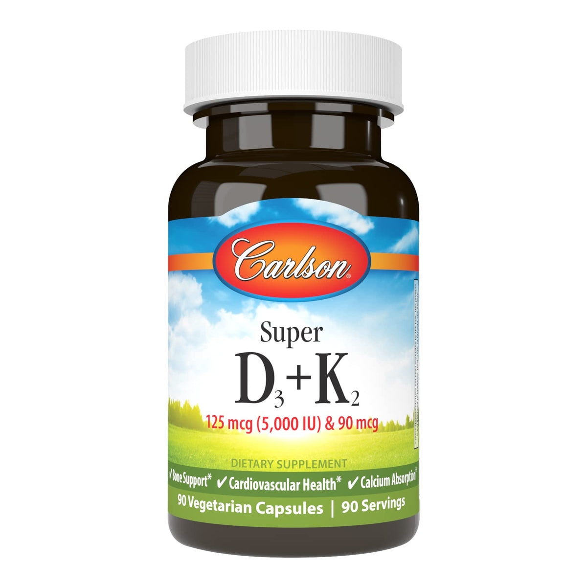 Carlson Vitamin D3 & K2 Capsules front view