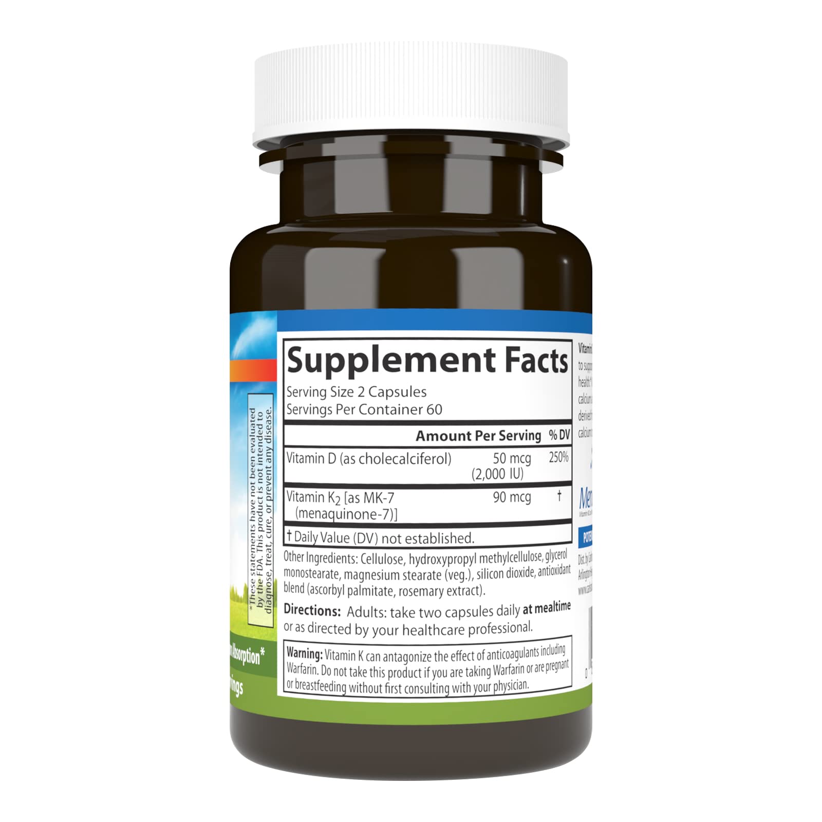 Carlson Vitamin D3 & K2 Capsules side view