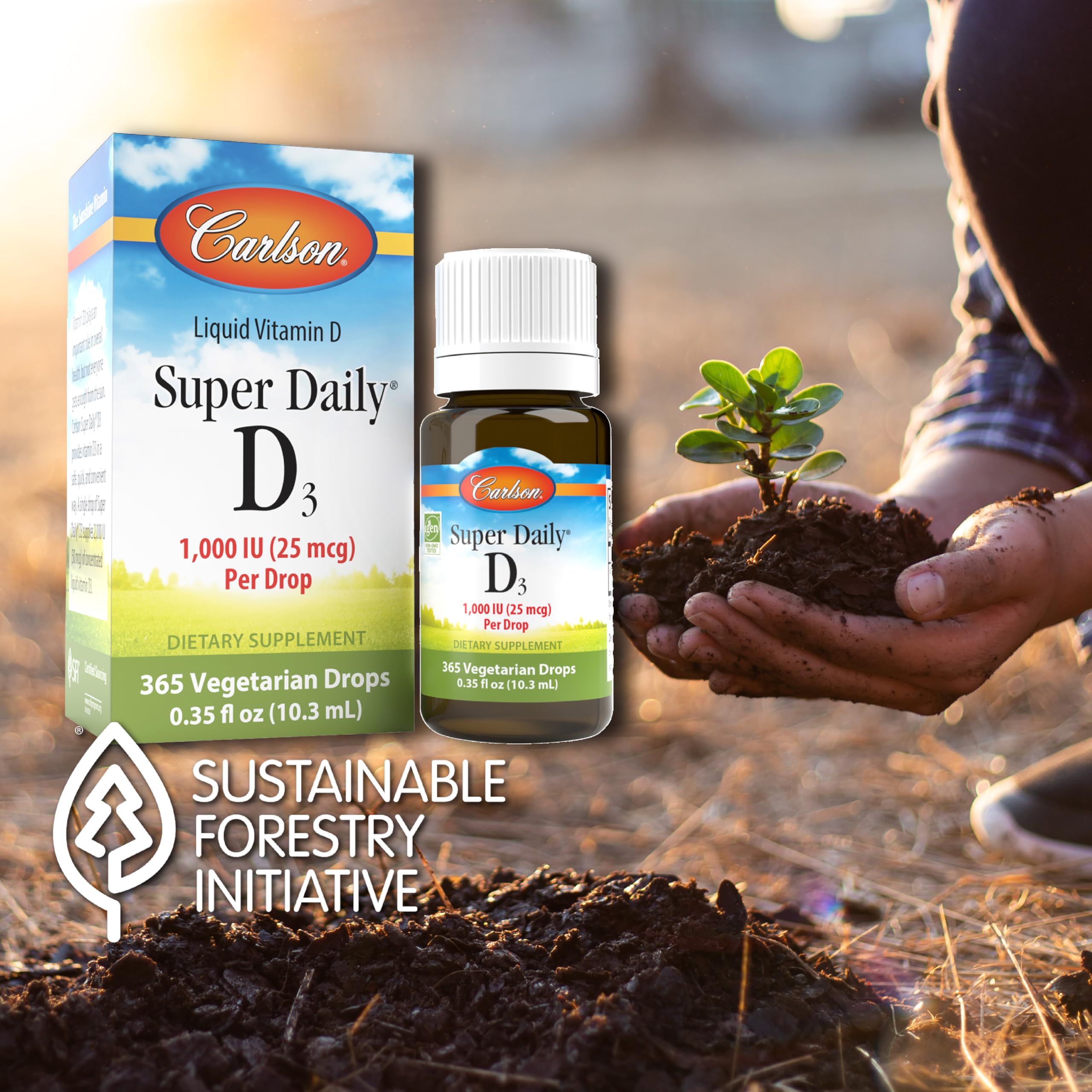 Carlson Vitamin D3 Liquid Drops 6,000 IU dropper close-up