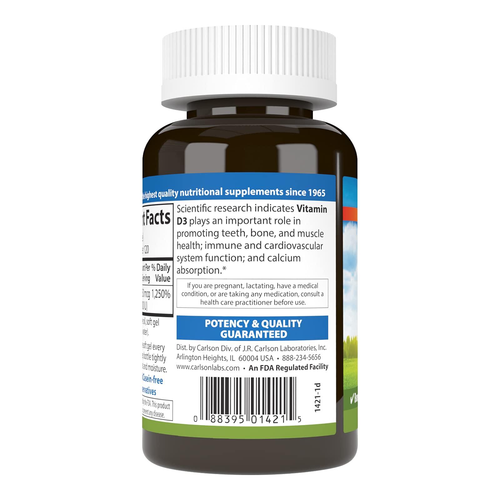 Carlson Vitamin D3 packaging showing 10,000 IU