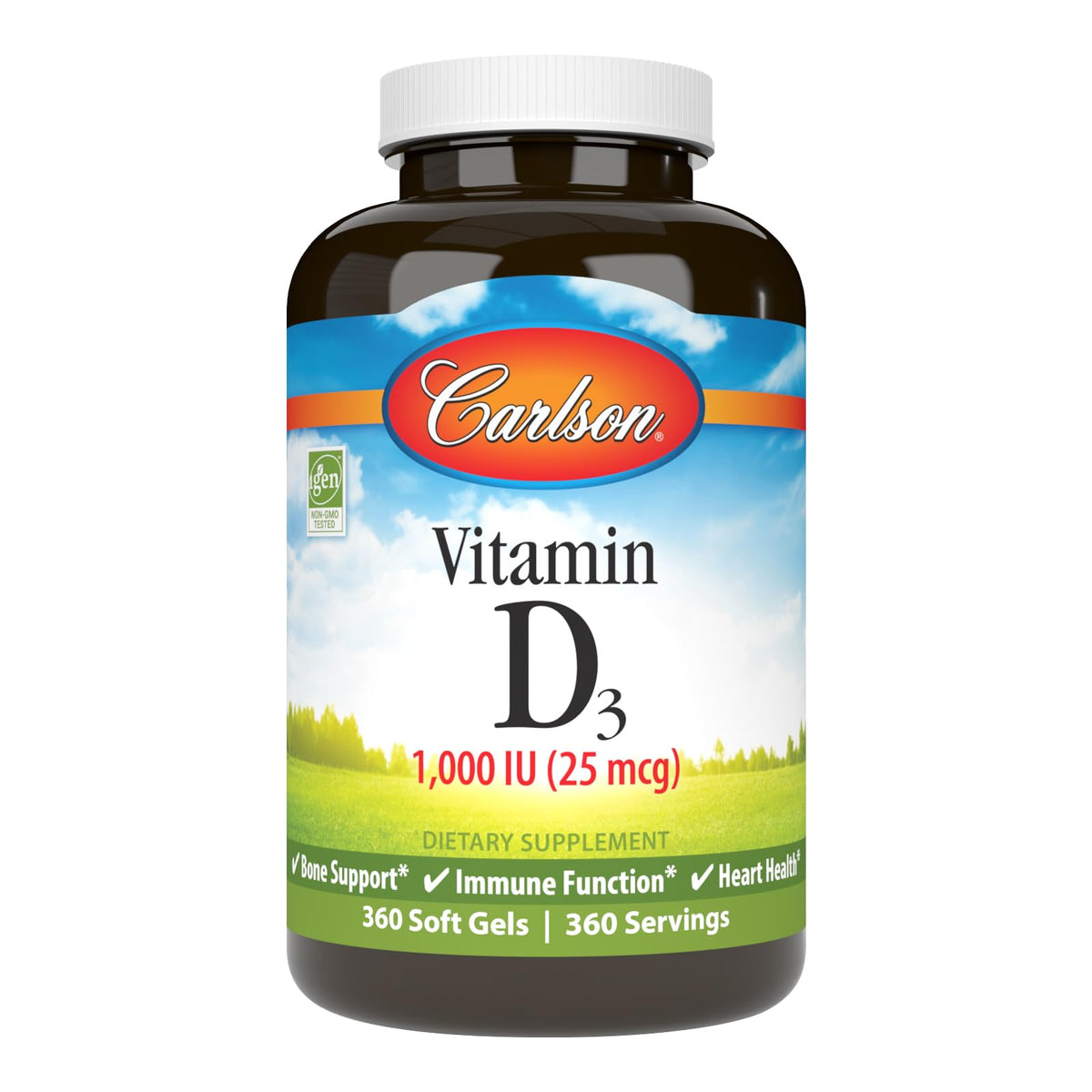 Carlson Vitamin D3 Soft Gel 1000 IU front view