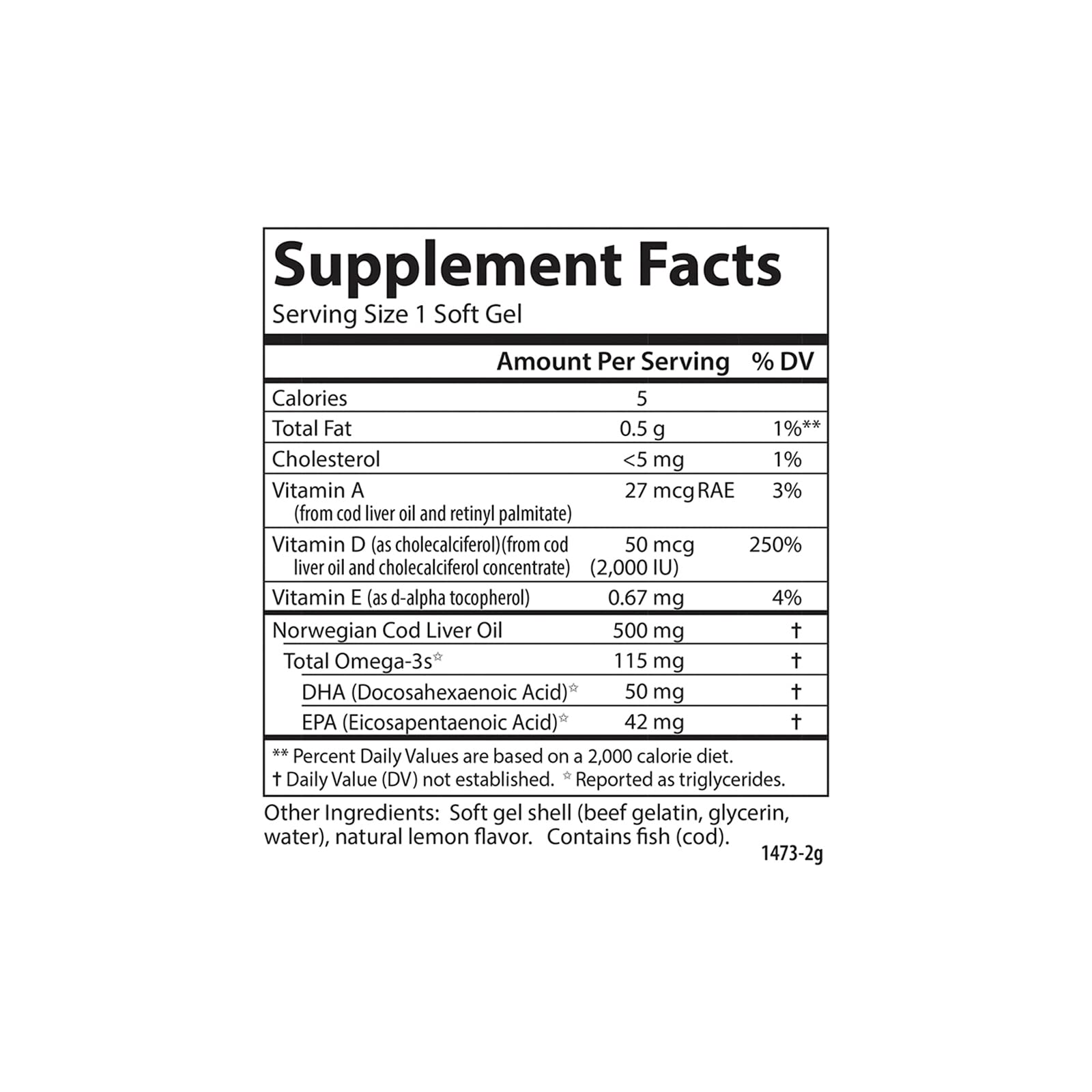 Carlson Vitamin D3 soft gels showing serving size