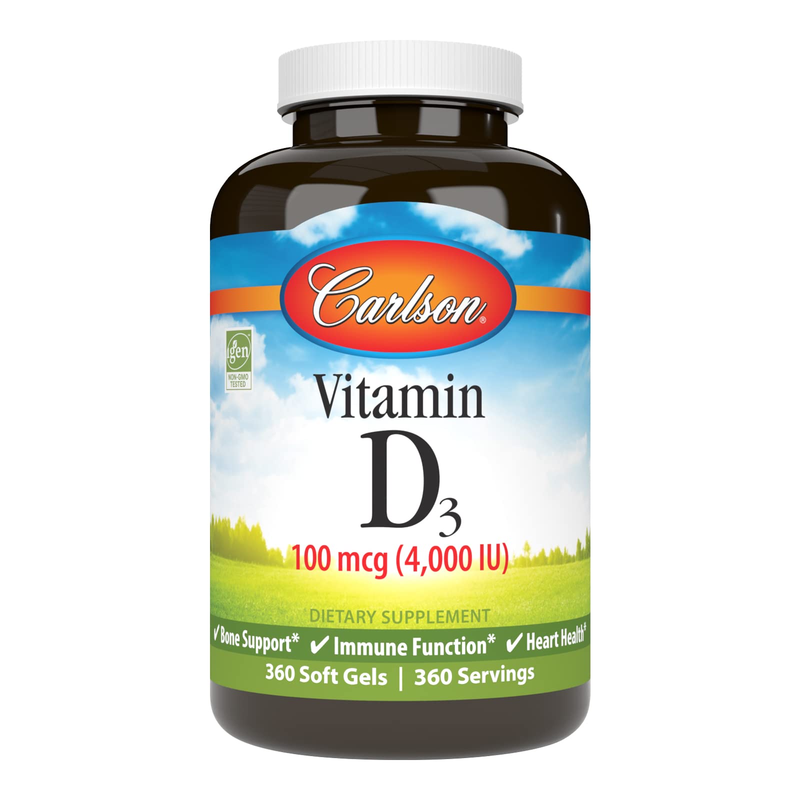 Carlson Vitamin D3 Softgels 4000 IU front view