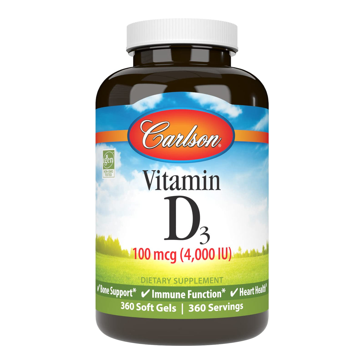 Carlson Vitamin D3 Softgels 4000 IU front view