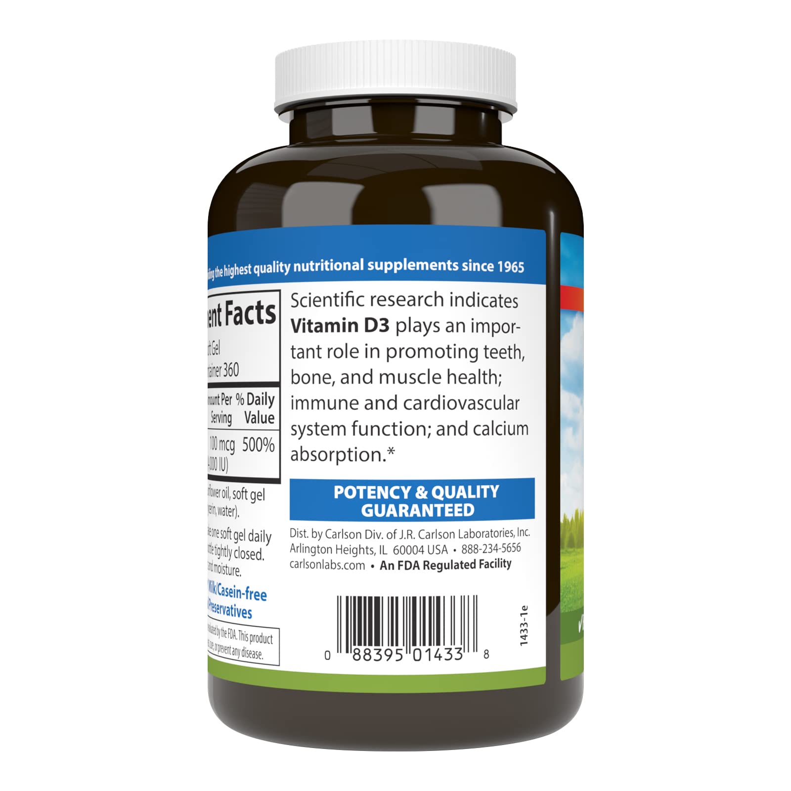 Carlson Vitamin D3 Softgels showing softgel size