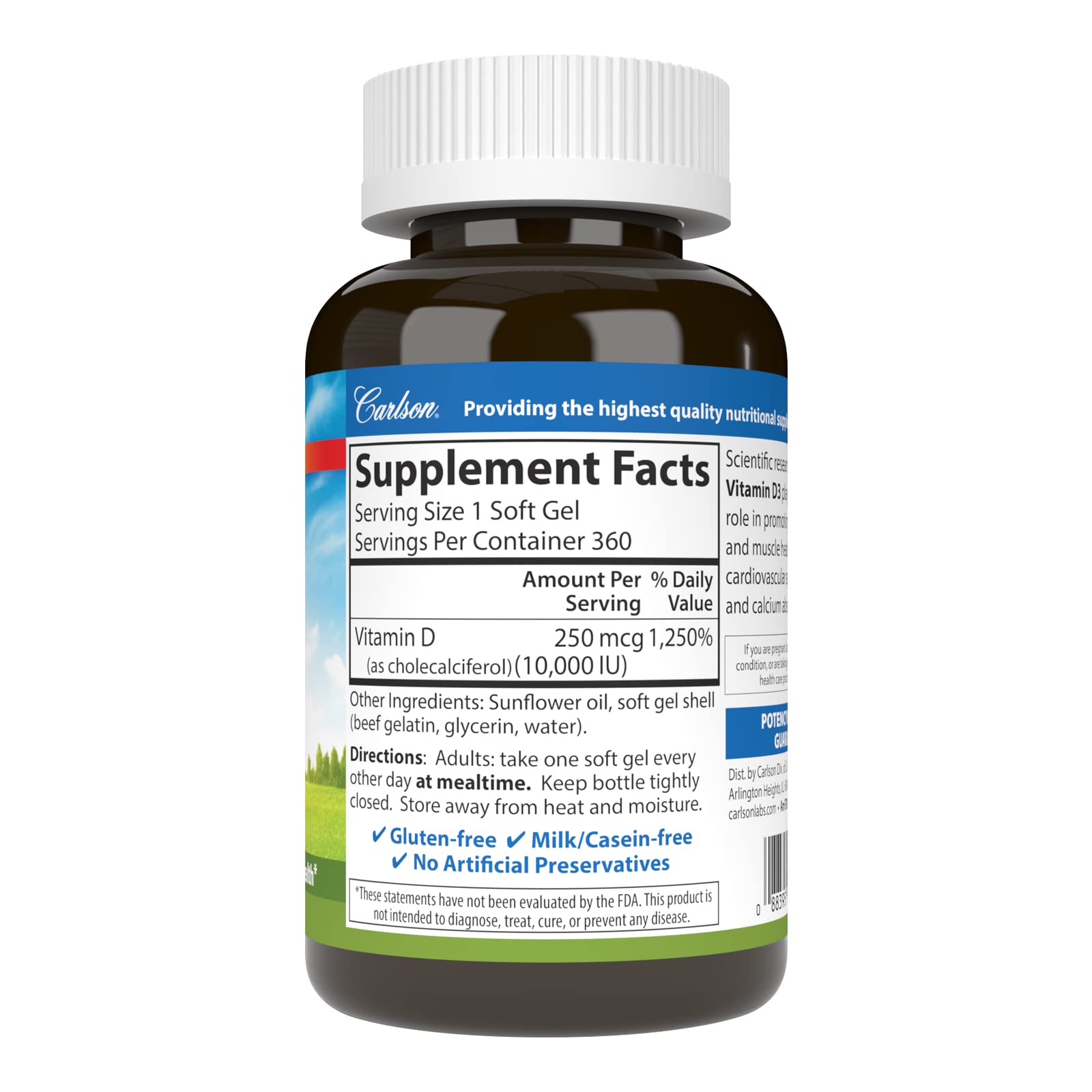 Carlson Vitamin D3 Softgels side view