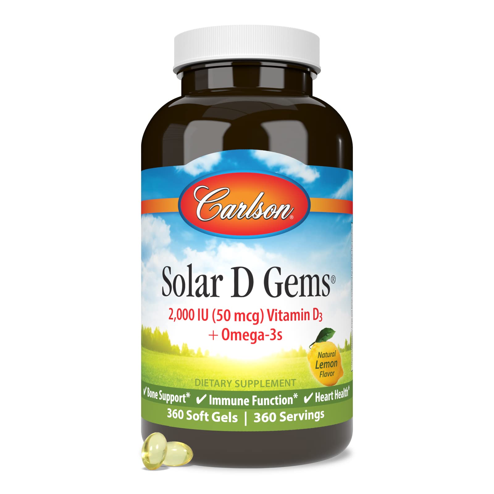 Carlson Vitamin D3 with Omega-3s 360 count packaging