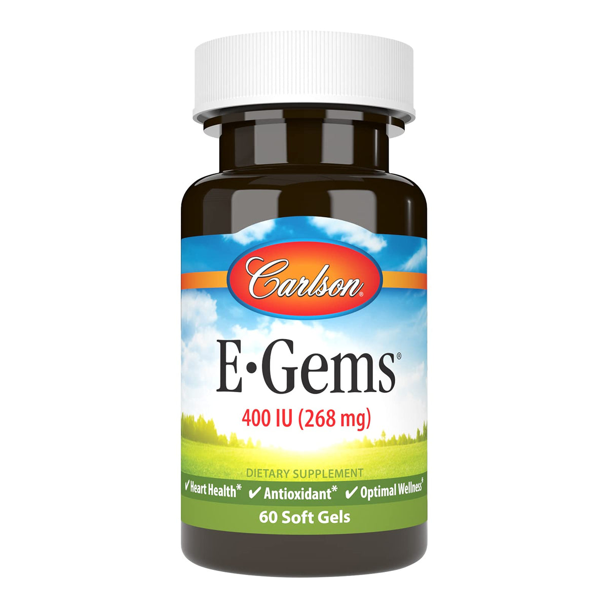 Carlson Vitamin E 400 IU softgel bottle front view