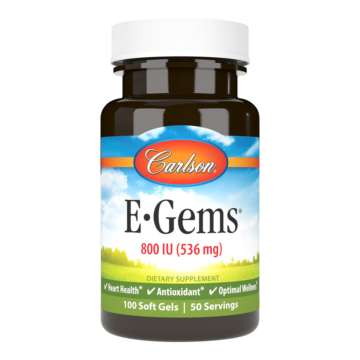 Carlson Vitamin E 800 IU soft gels front view