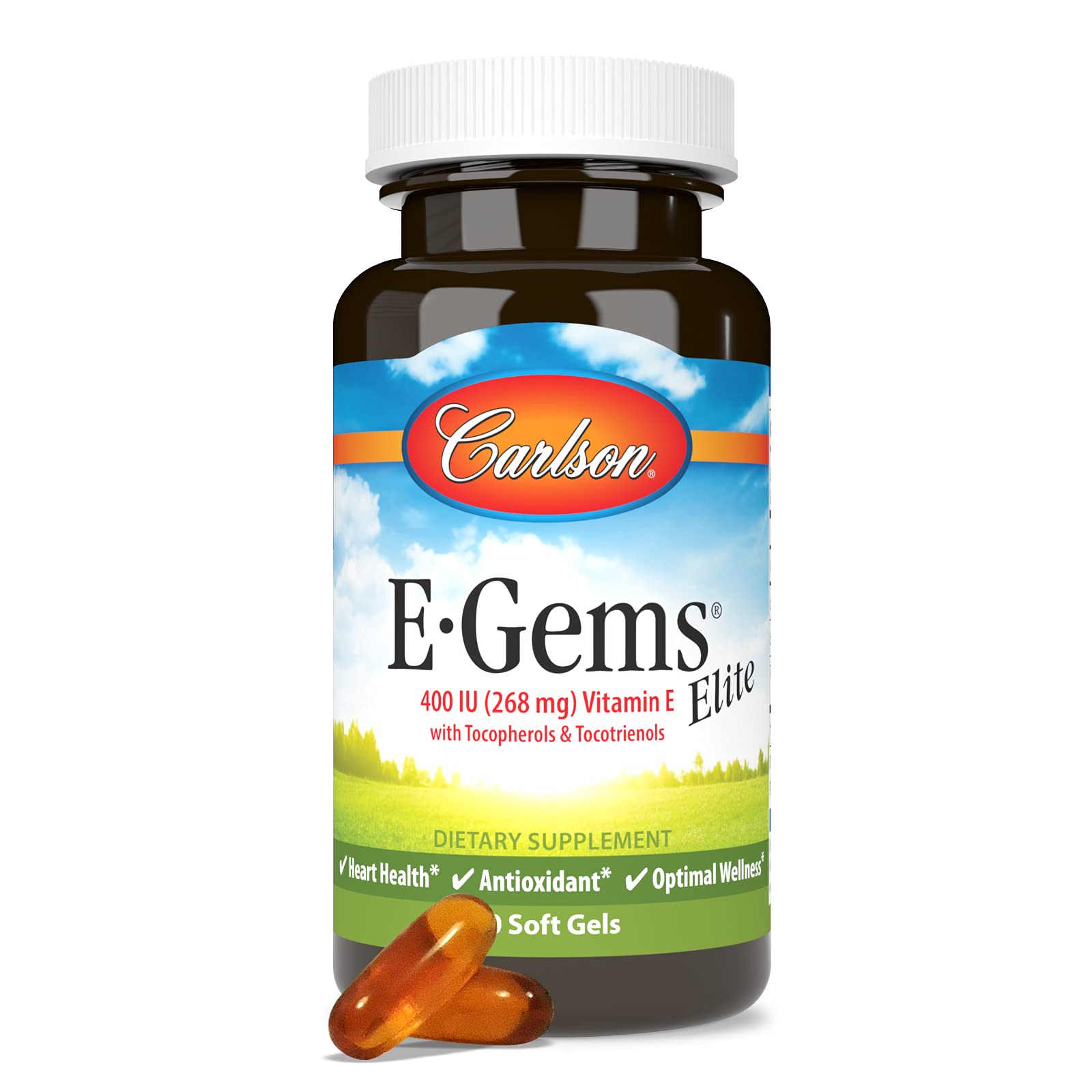Carlson Vitamin E Soft Gel Capsules 400 IU close-up of soft gel