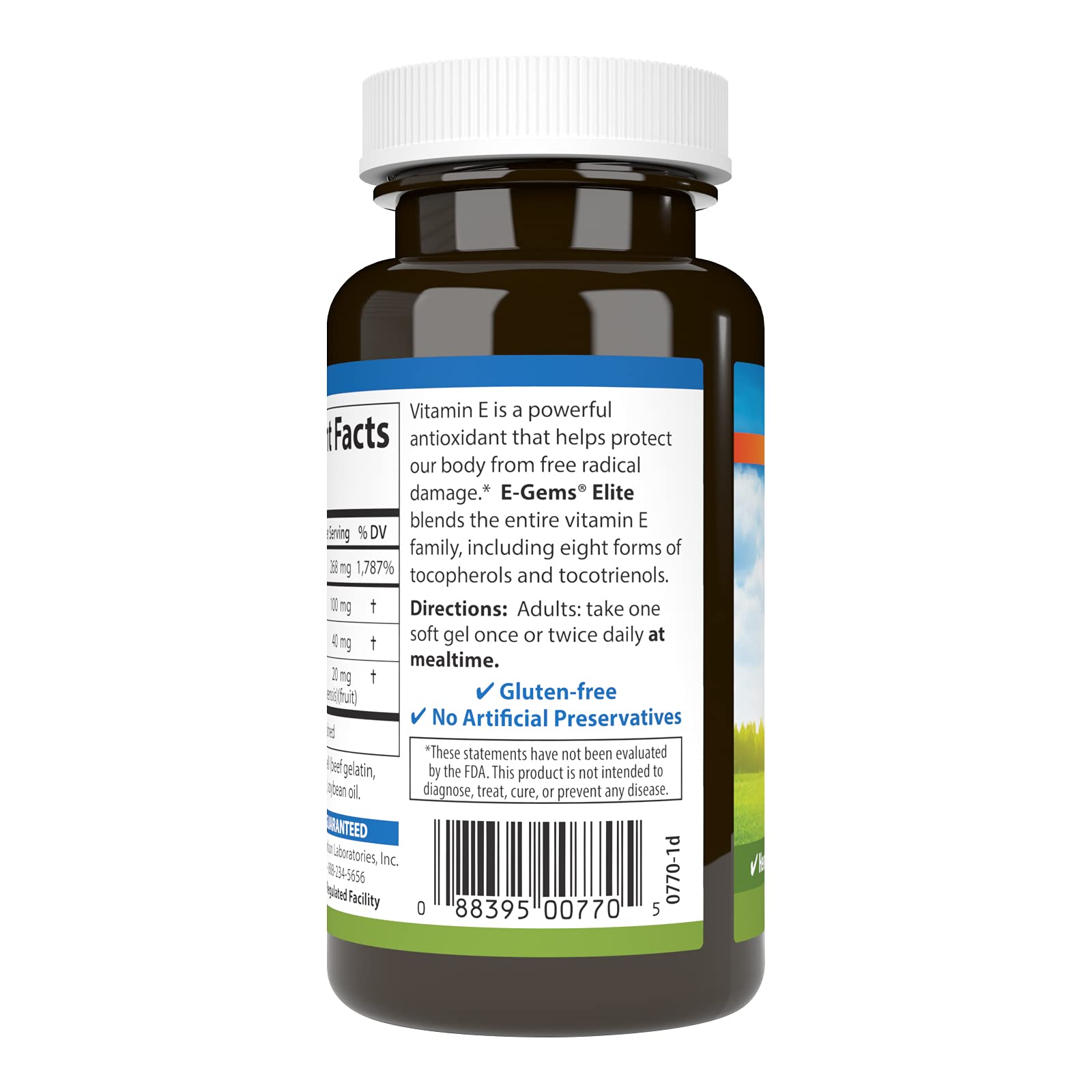 Carlson Vitamin E Soft Gel Capsules 400 IU side view