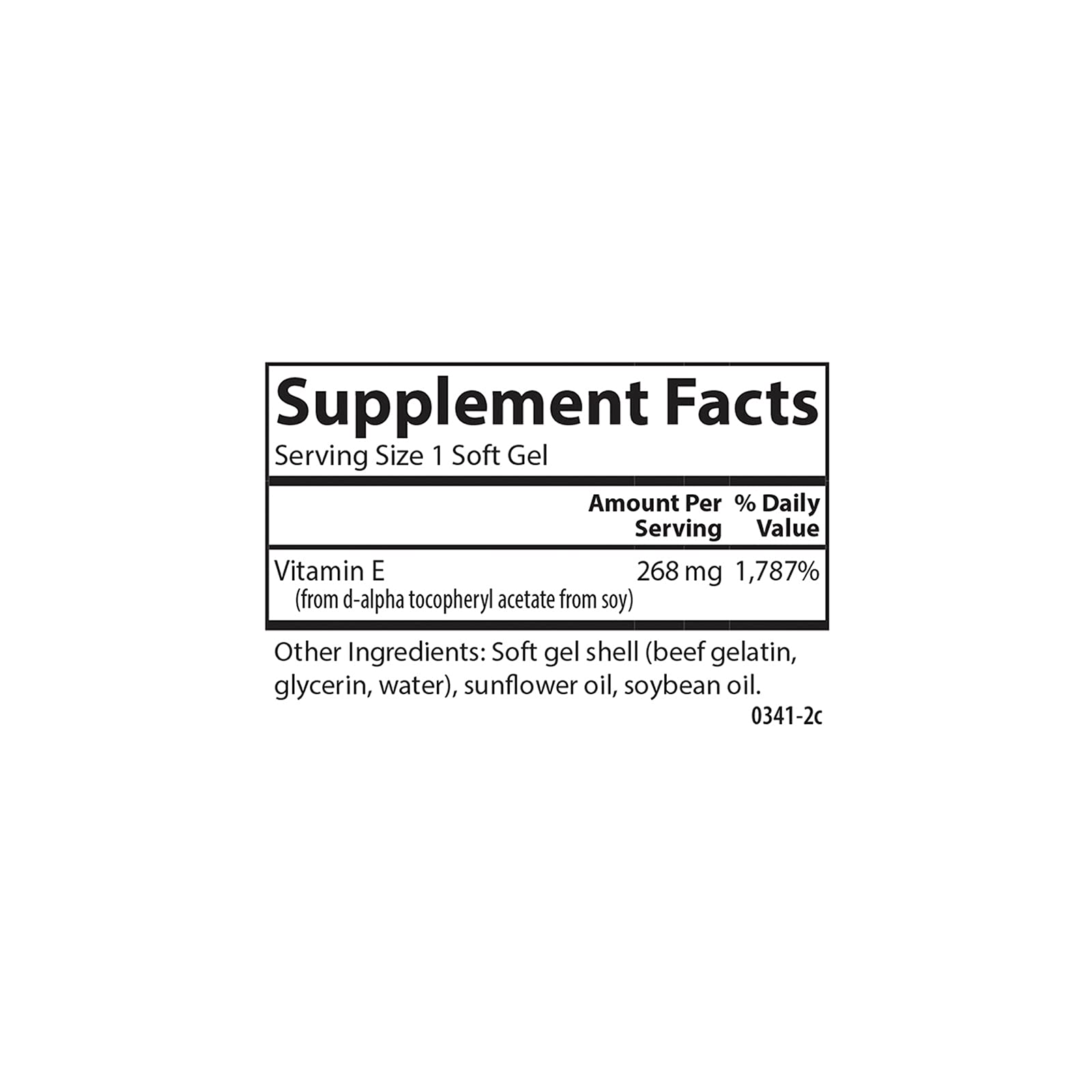 Carlson Vitamin E softgel ingredients list