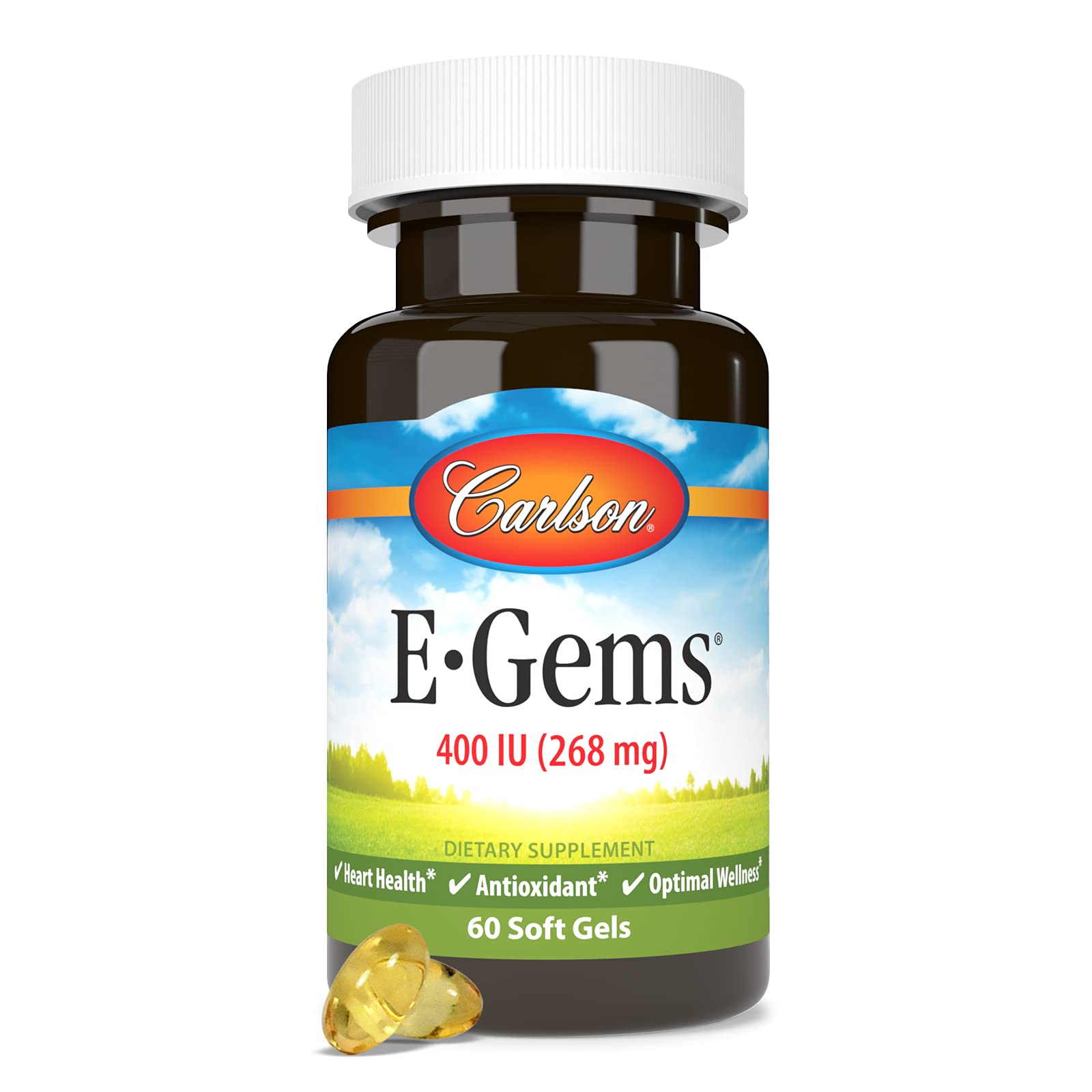 Carlson Vitamin E softgels in a hand
