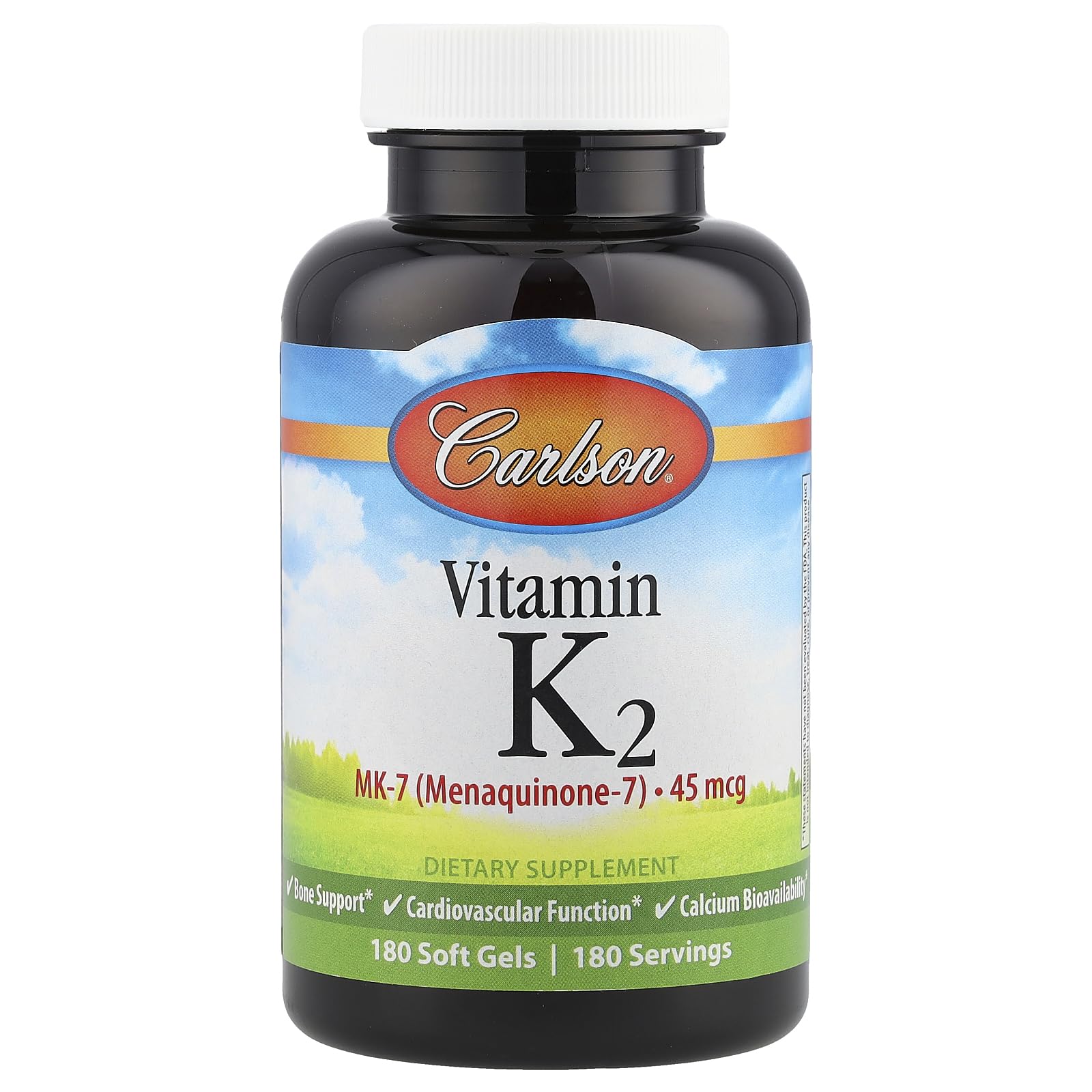 Carlson Vitamin K2 MK-7 Softgels front view with packaging