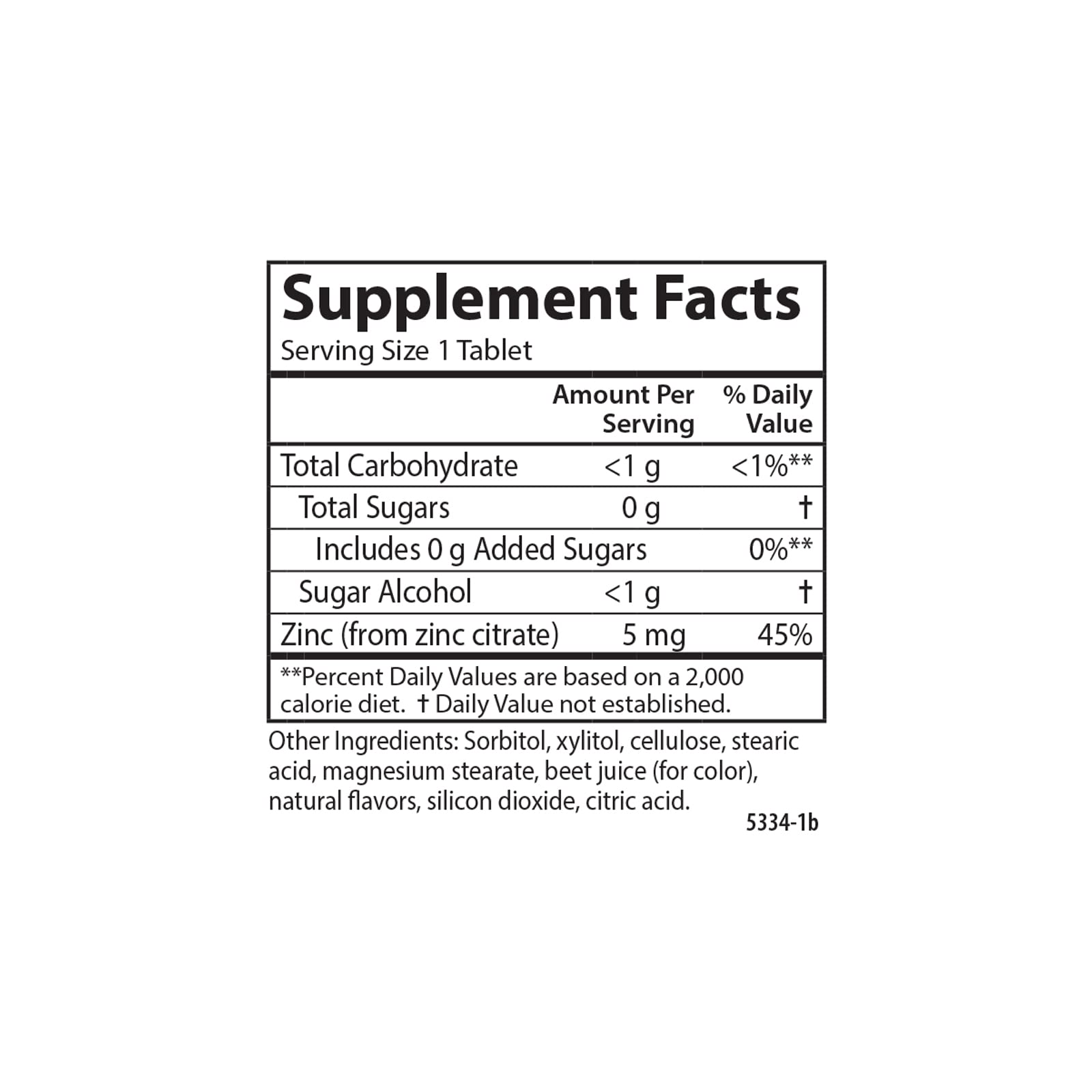 Carlson Zinc Chewables 5mg serving size