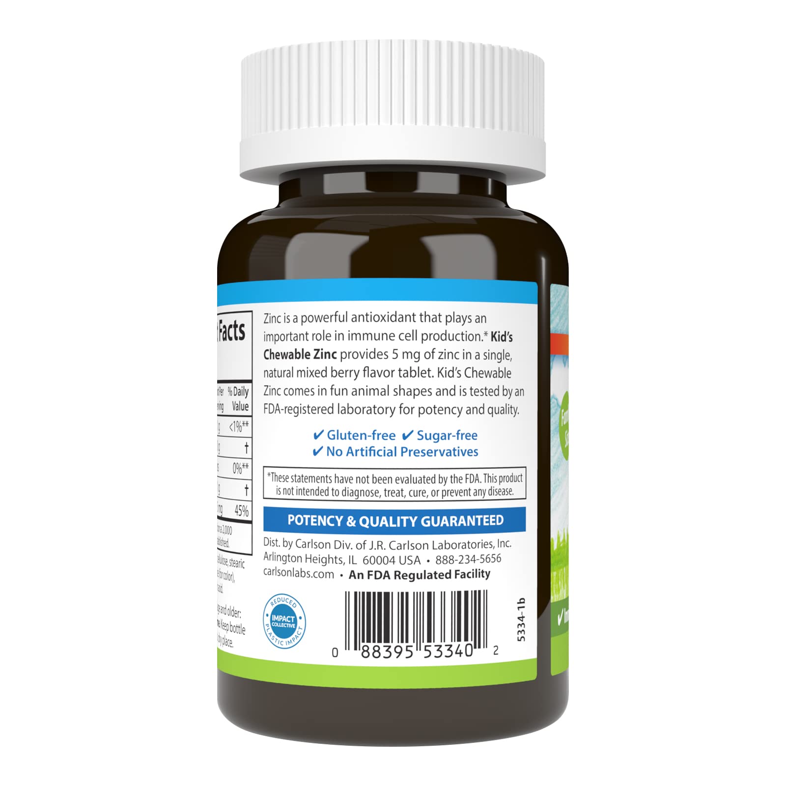 Carlson Zinc Chewables mixed berry flavour close-up
