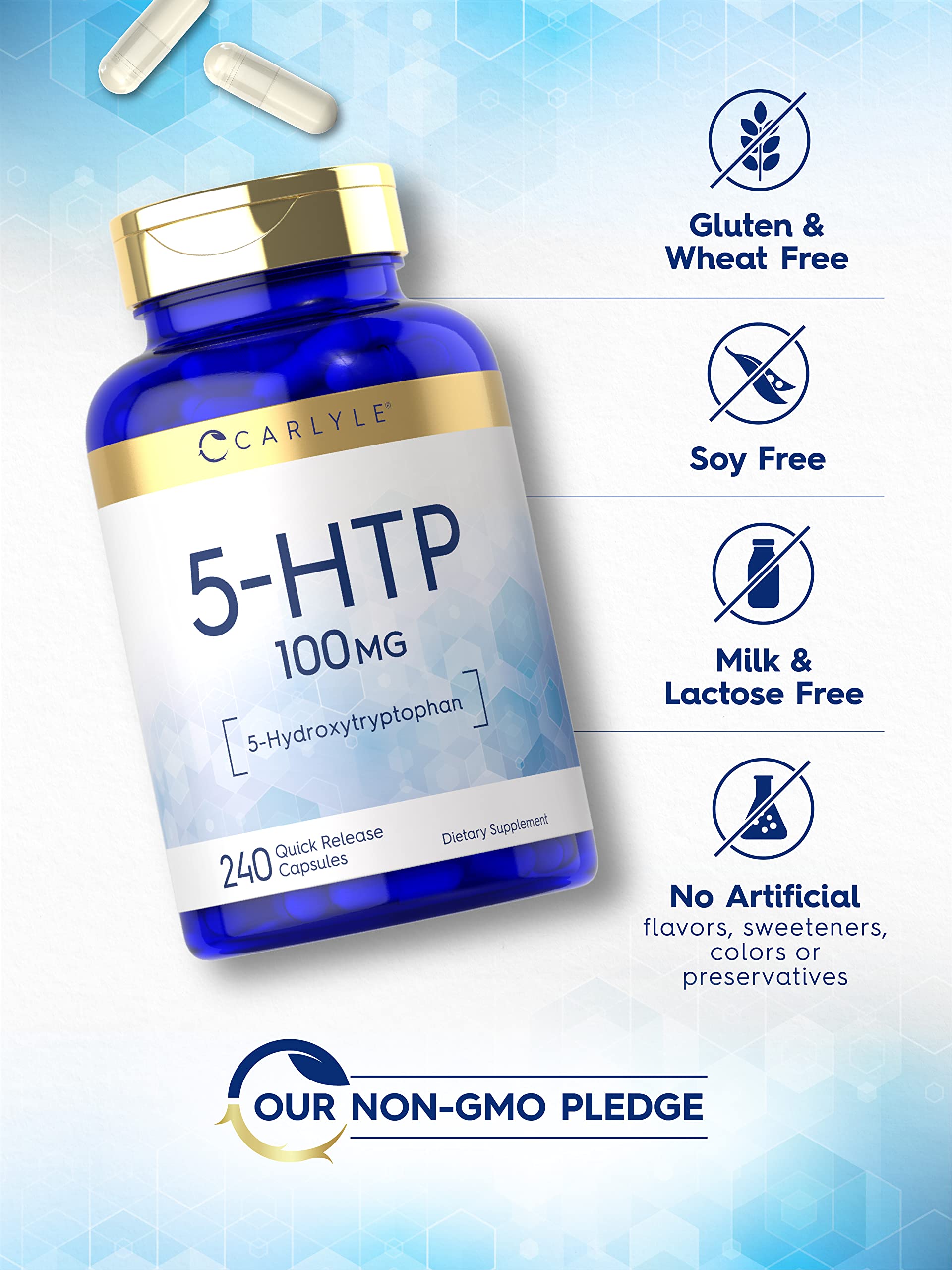 Carlyle 5-HTP Capsules 100mg close-up of capsule