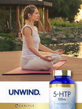 Carlyle 5-HTP Capsules 100mg on a wooden table
